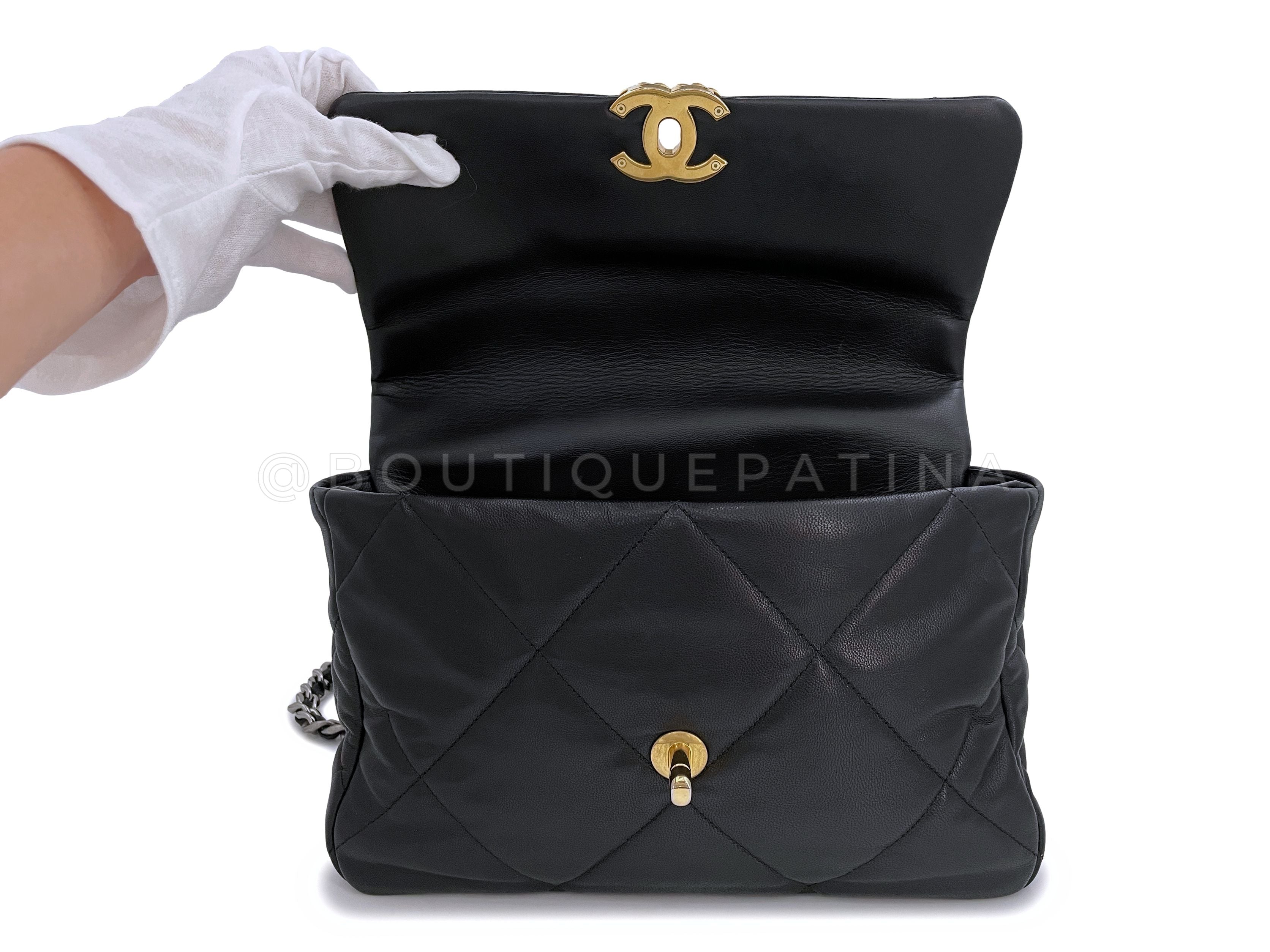 Chanel 19 Black Large Flap Bag Lambskin GHW