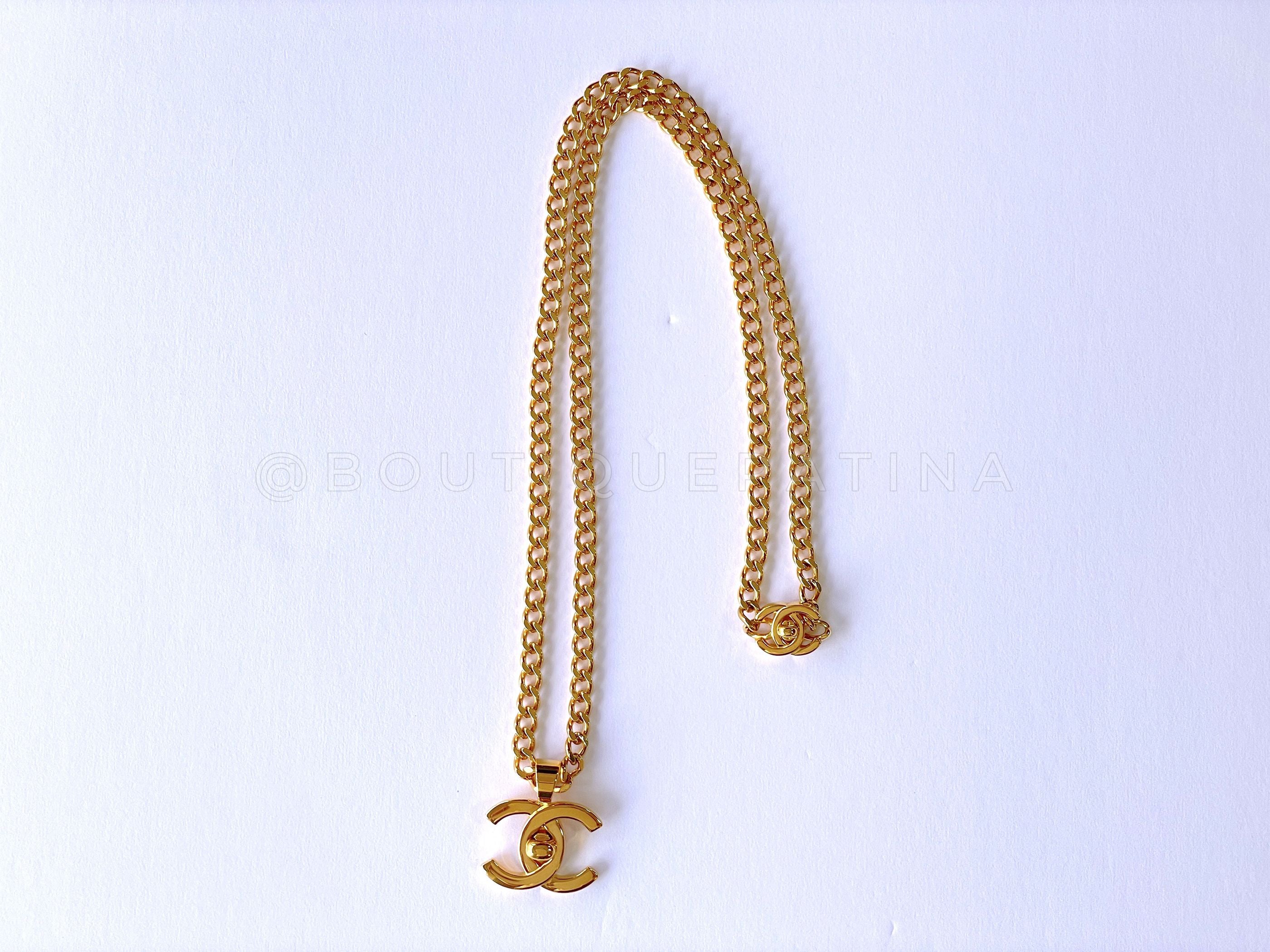 Chanel 96P Vintage Long Turnlock Pendant Necklace