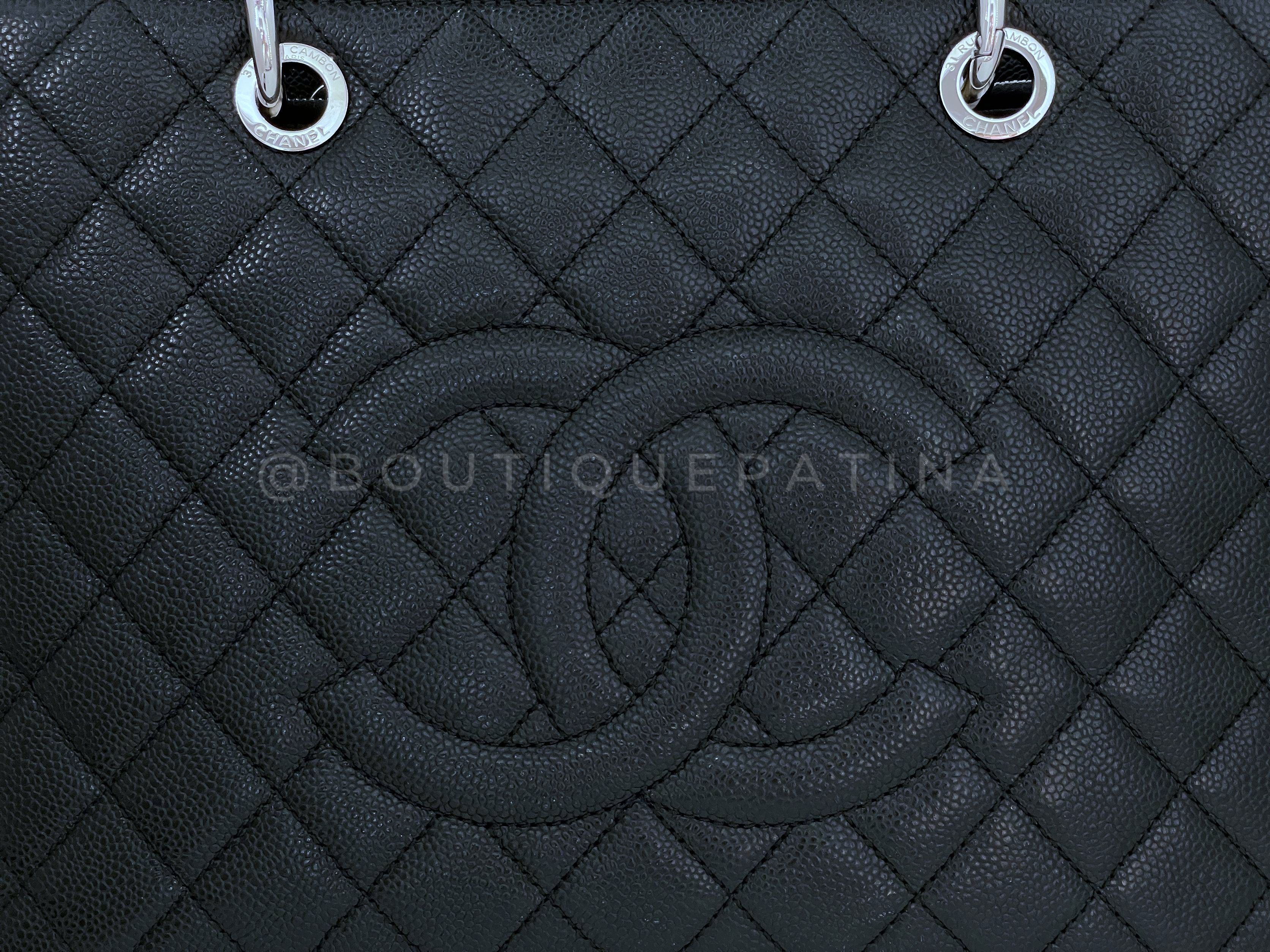 Pristine Chanel Black Caviar Grand Shopper Tote GST Bag SHW