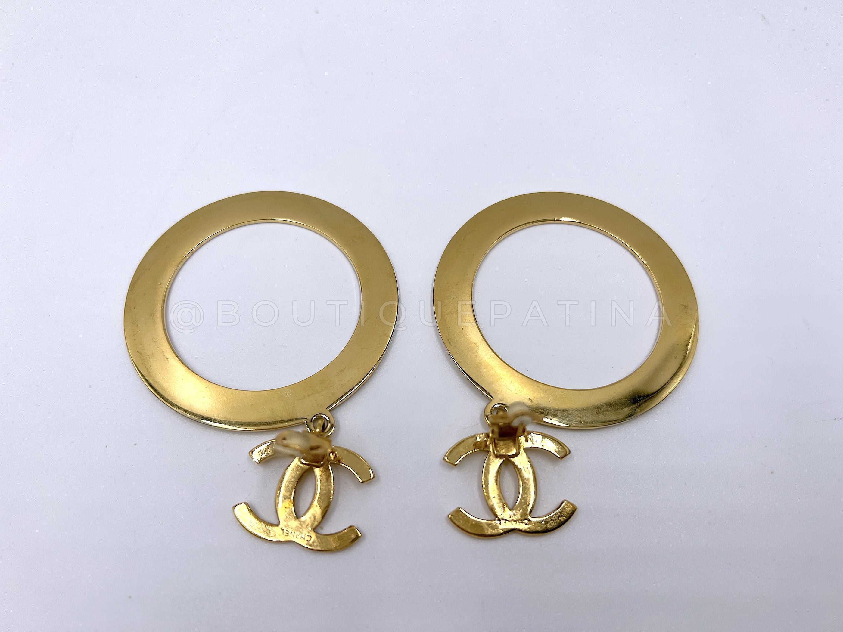 Rare Chanel Vintage Circle Hoop Dangle Earrings