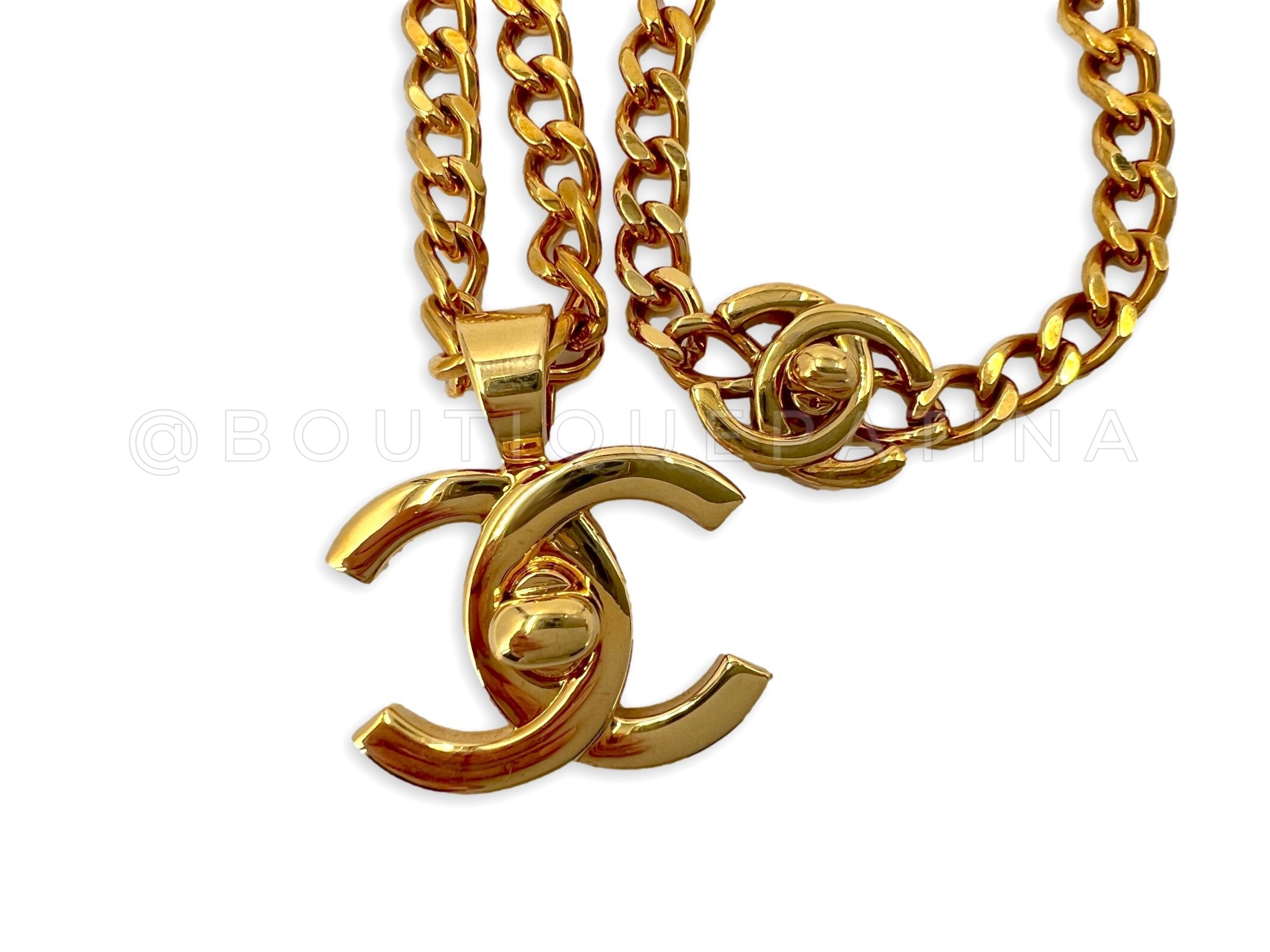 Chanel Vintage 97P Medium Double Turnlock Chain Necklace