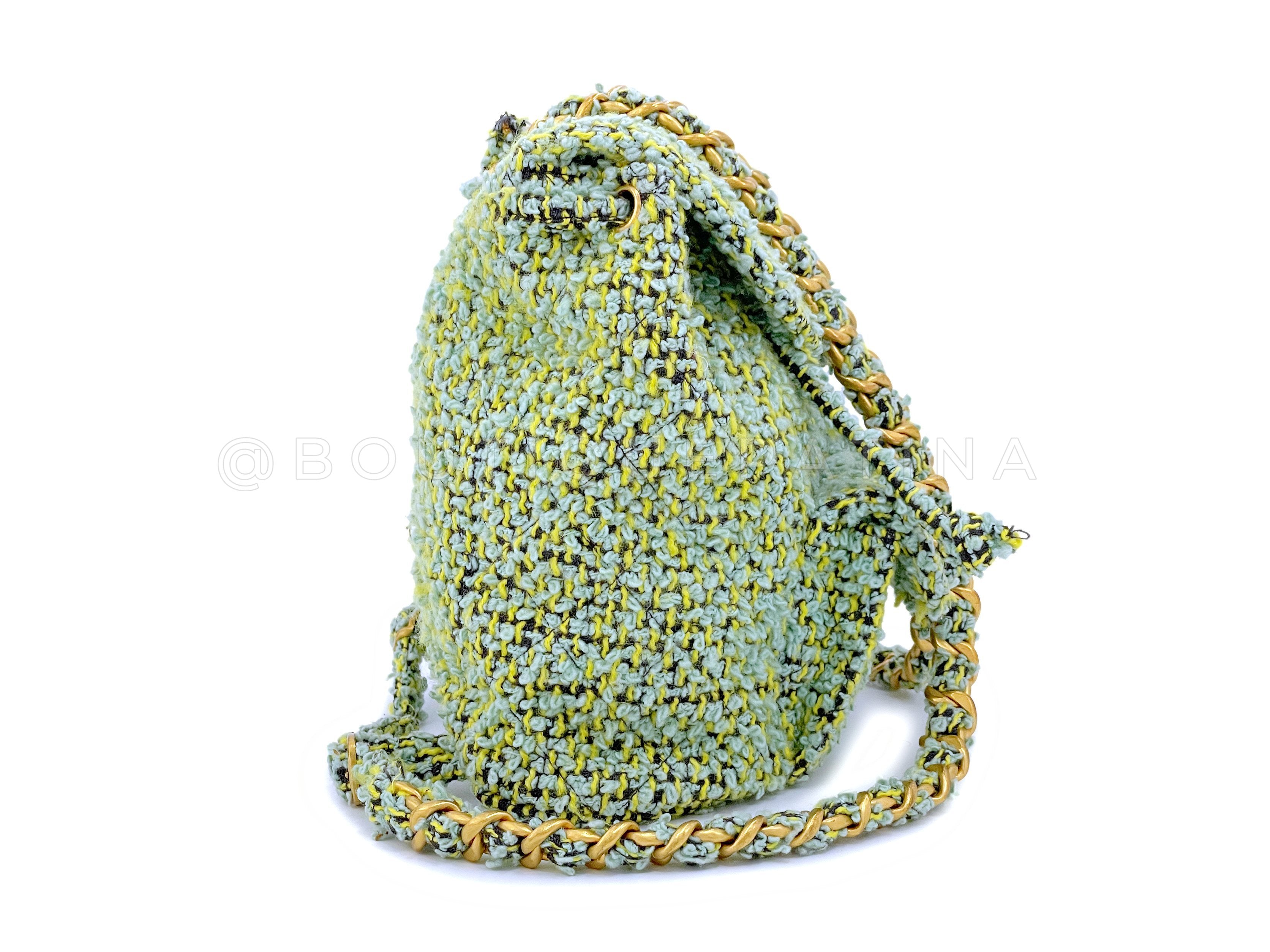 Chanel Vintage Tweed Duma Backpack Bag 1994 Green