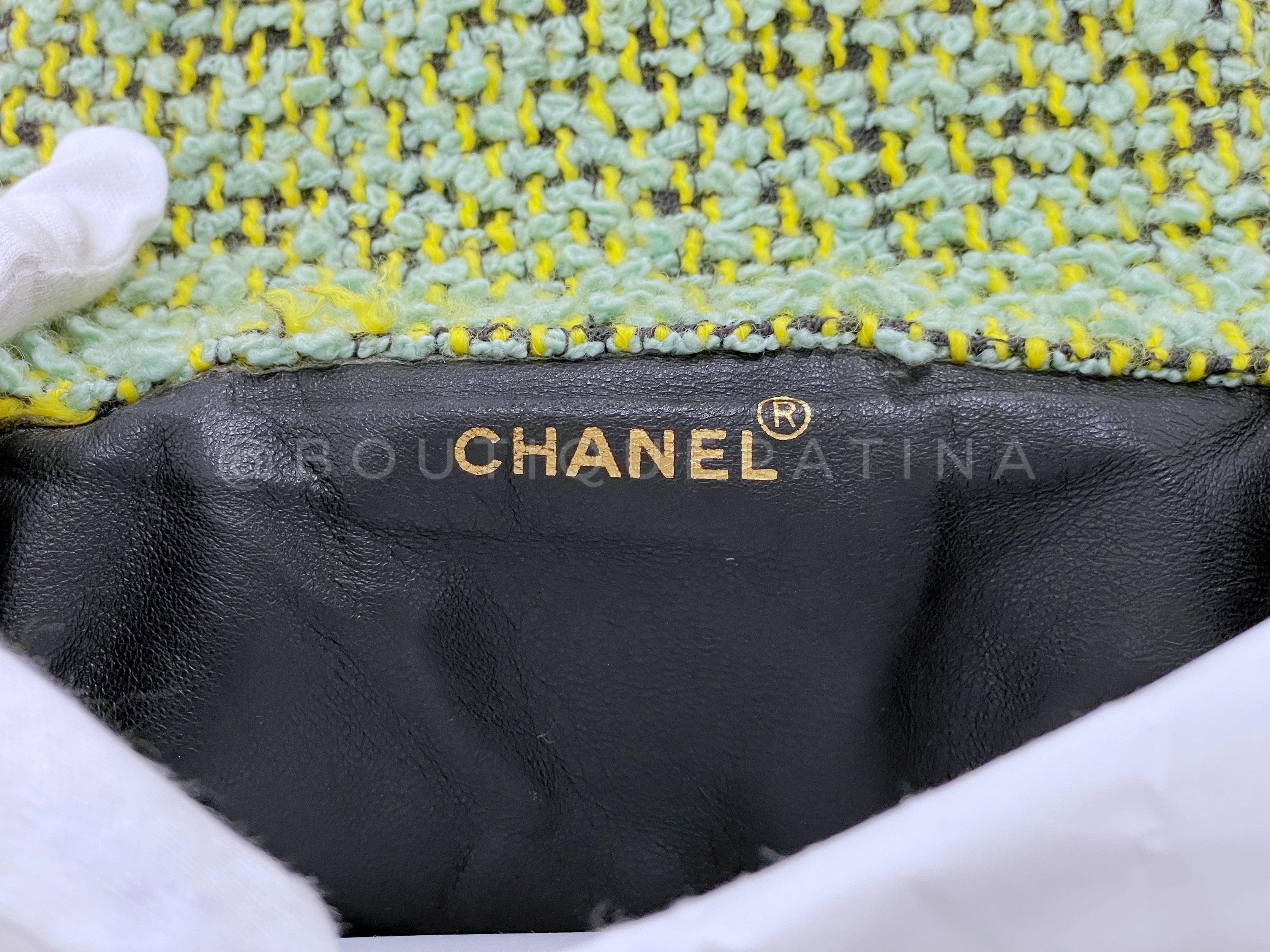 Chanel Vintage Tweed Duma Backpack Bag 1994 Green