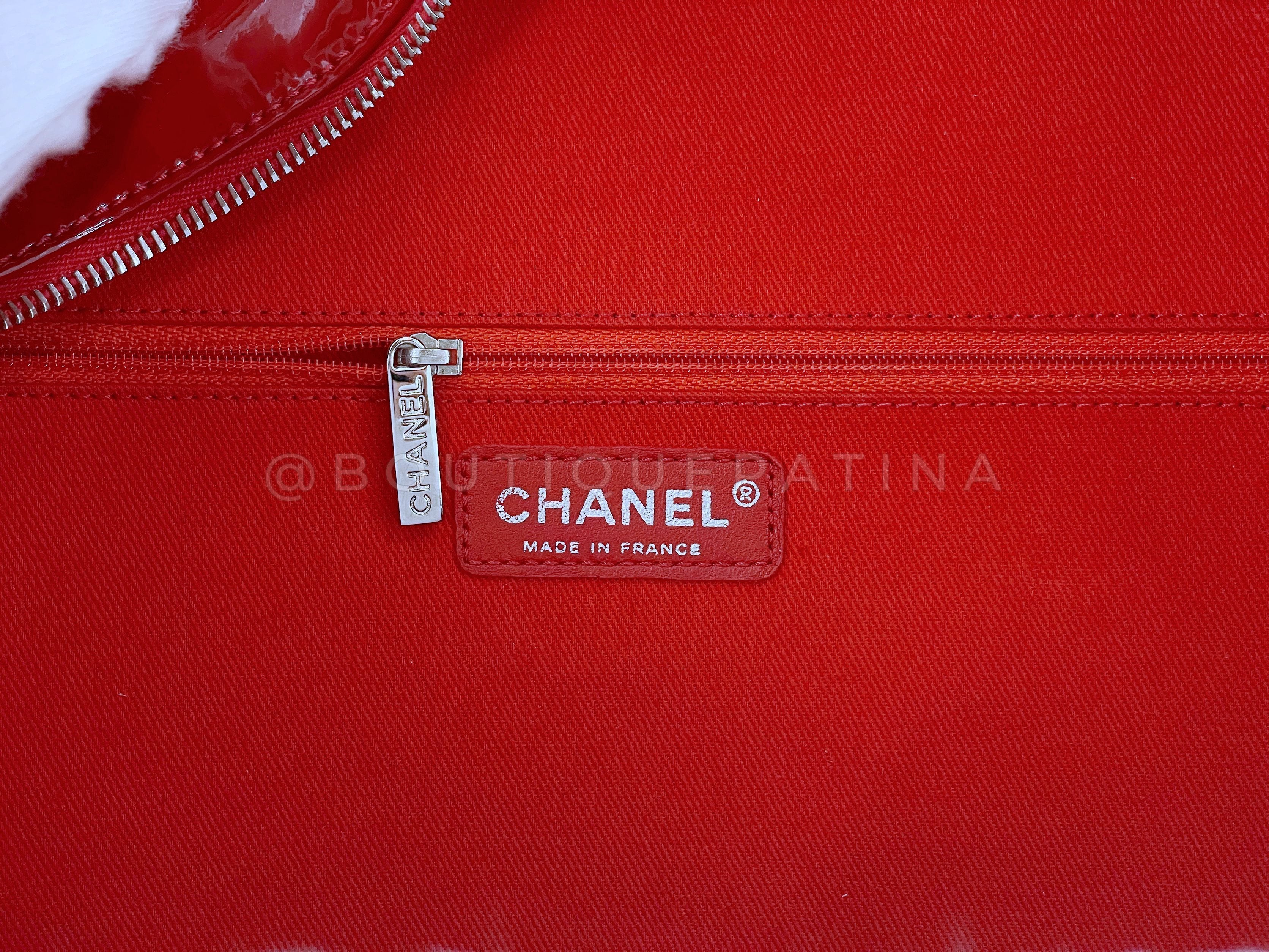 Chanel Red Luxury Giant XL Brilliant CC Patent Luggage Shopper Tote Bag