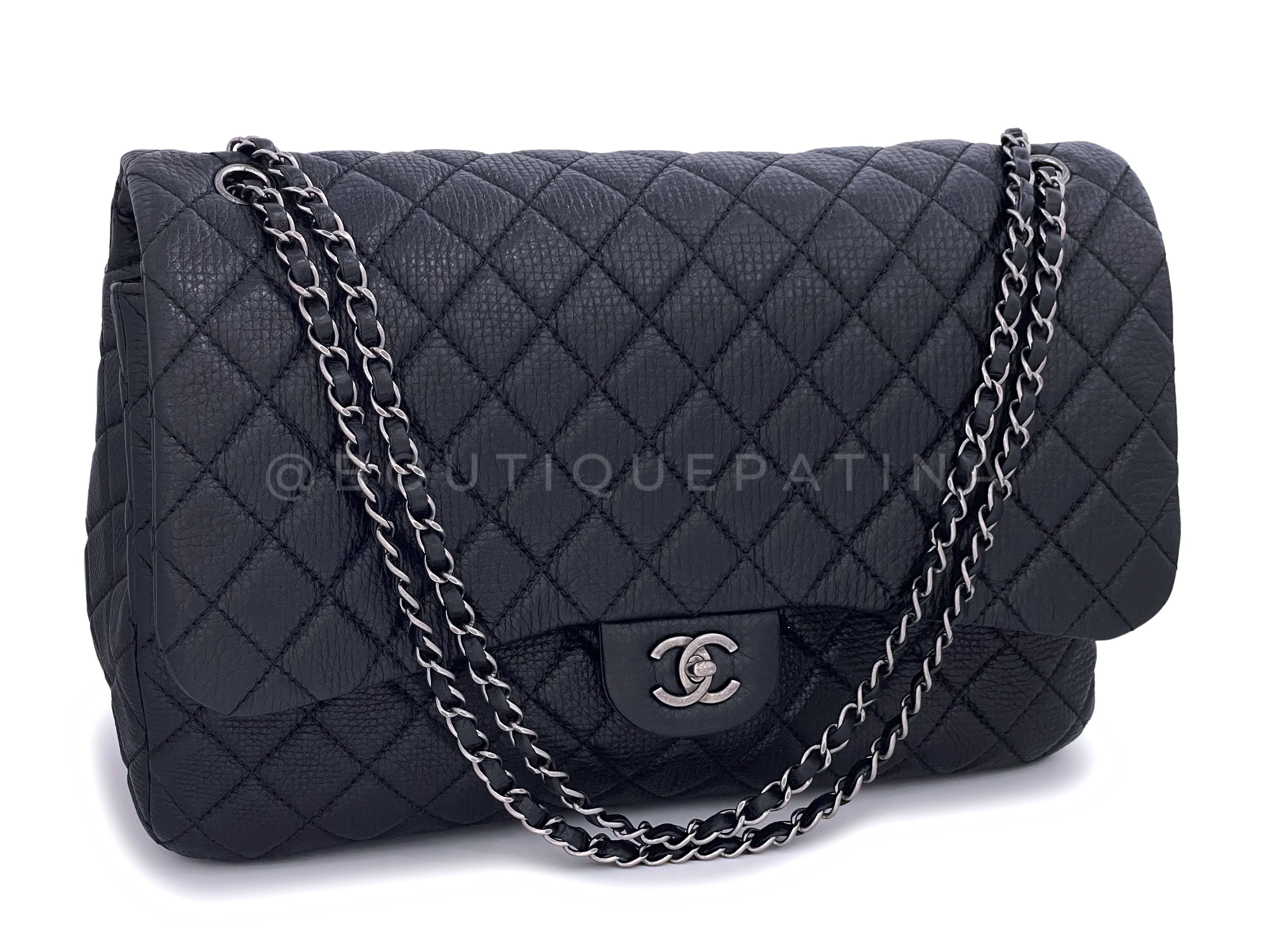 Chanel Black XXL Airline Travel Giant Flap Bag RHW