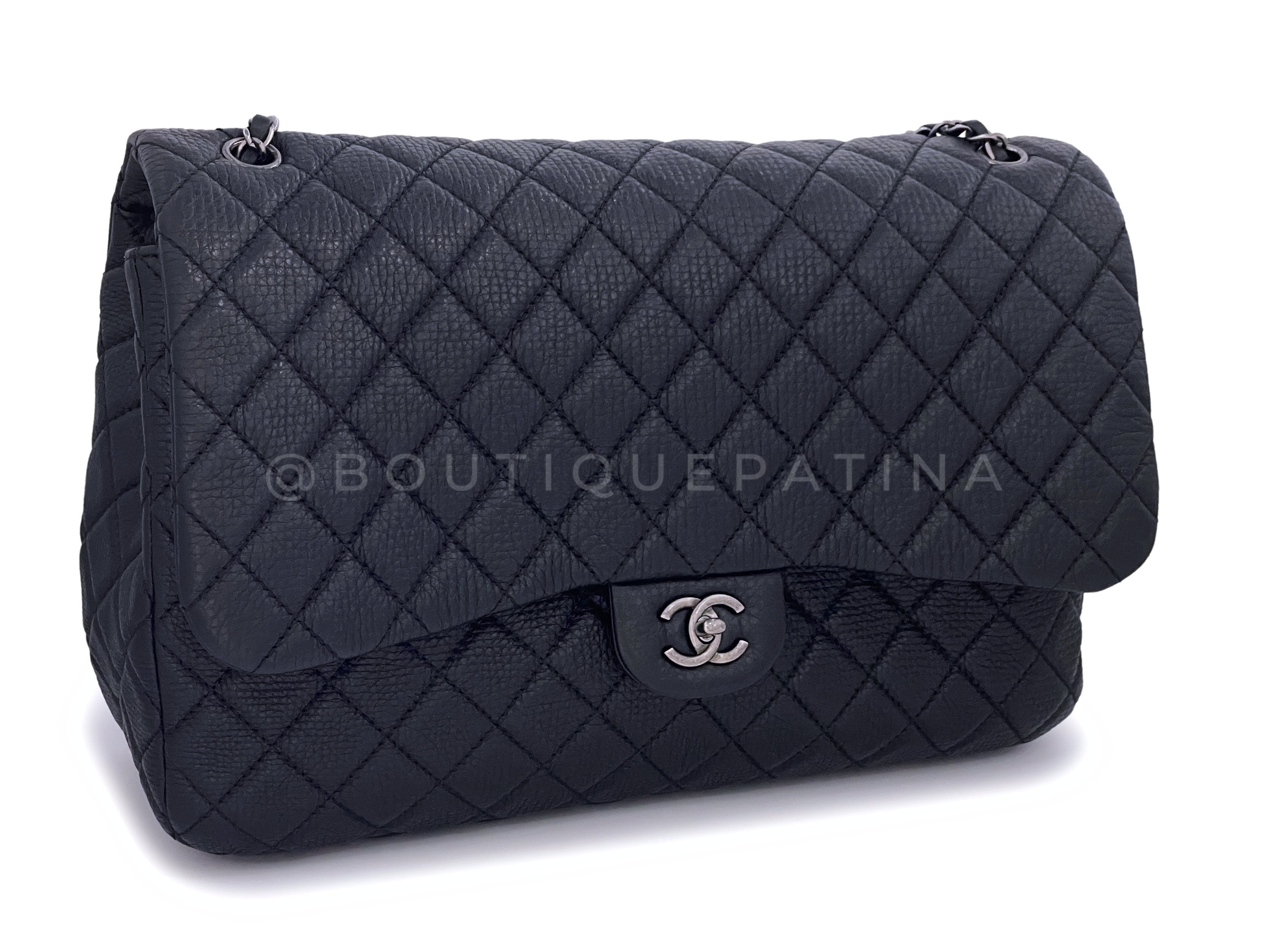 Chanel Black XXL Airline Travel Giant Flap Bag RHW