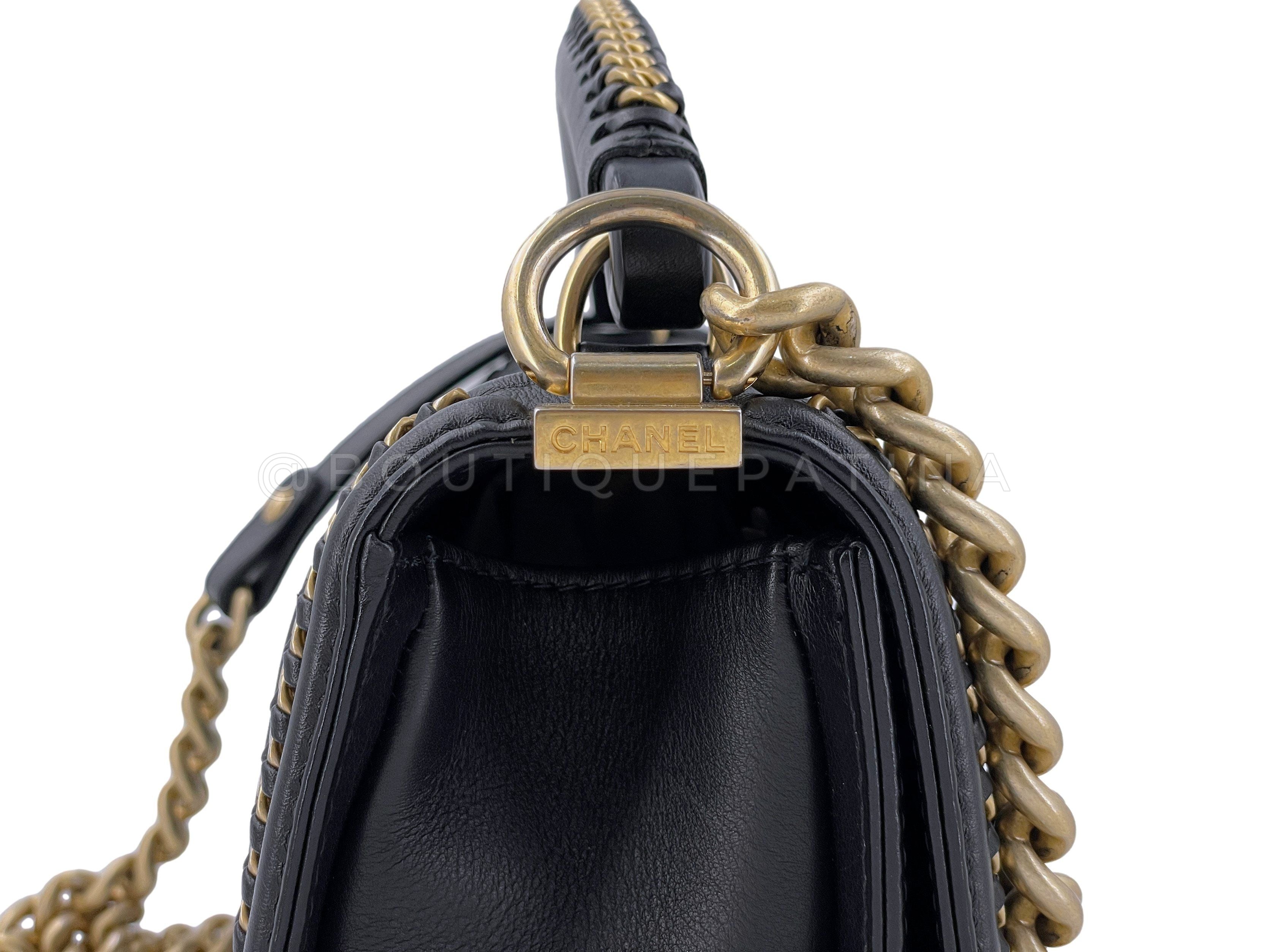 Chanel Enchained Black Medium Boy Handle Flap Bag GHW