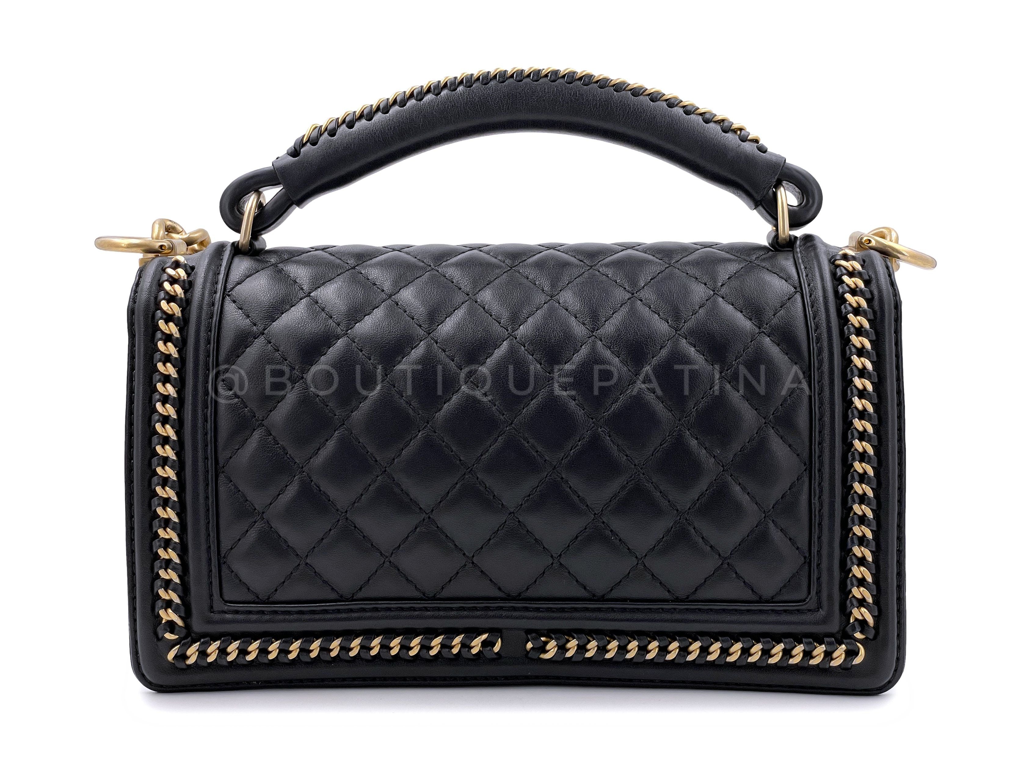 Chanel Enchained Black Medium Boy Handle Flap Bag GHW