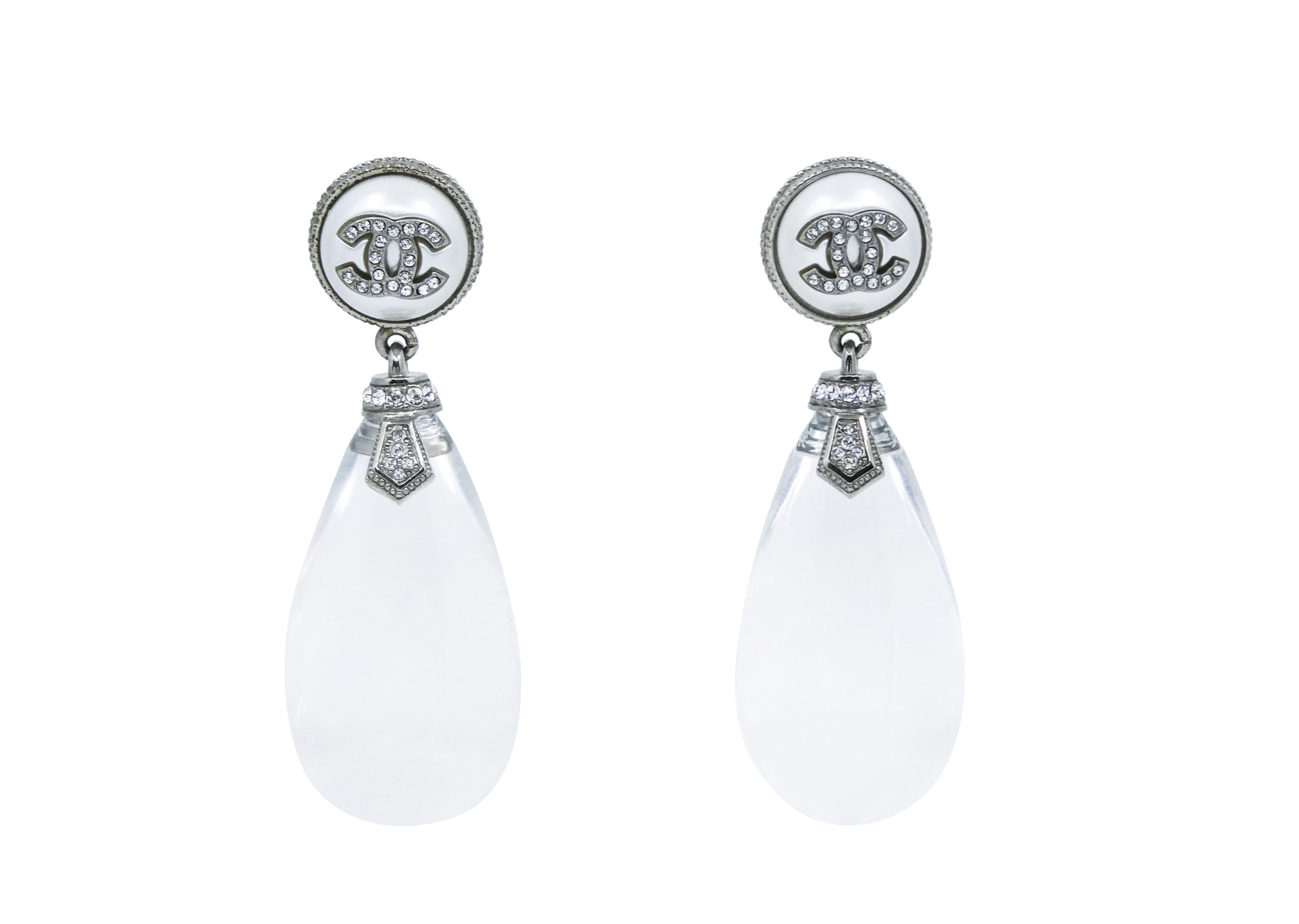 Chanel 18S Large Lucite Tear Drop Earrings RHW