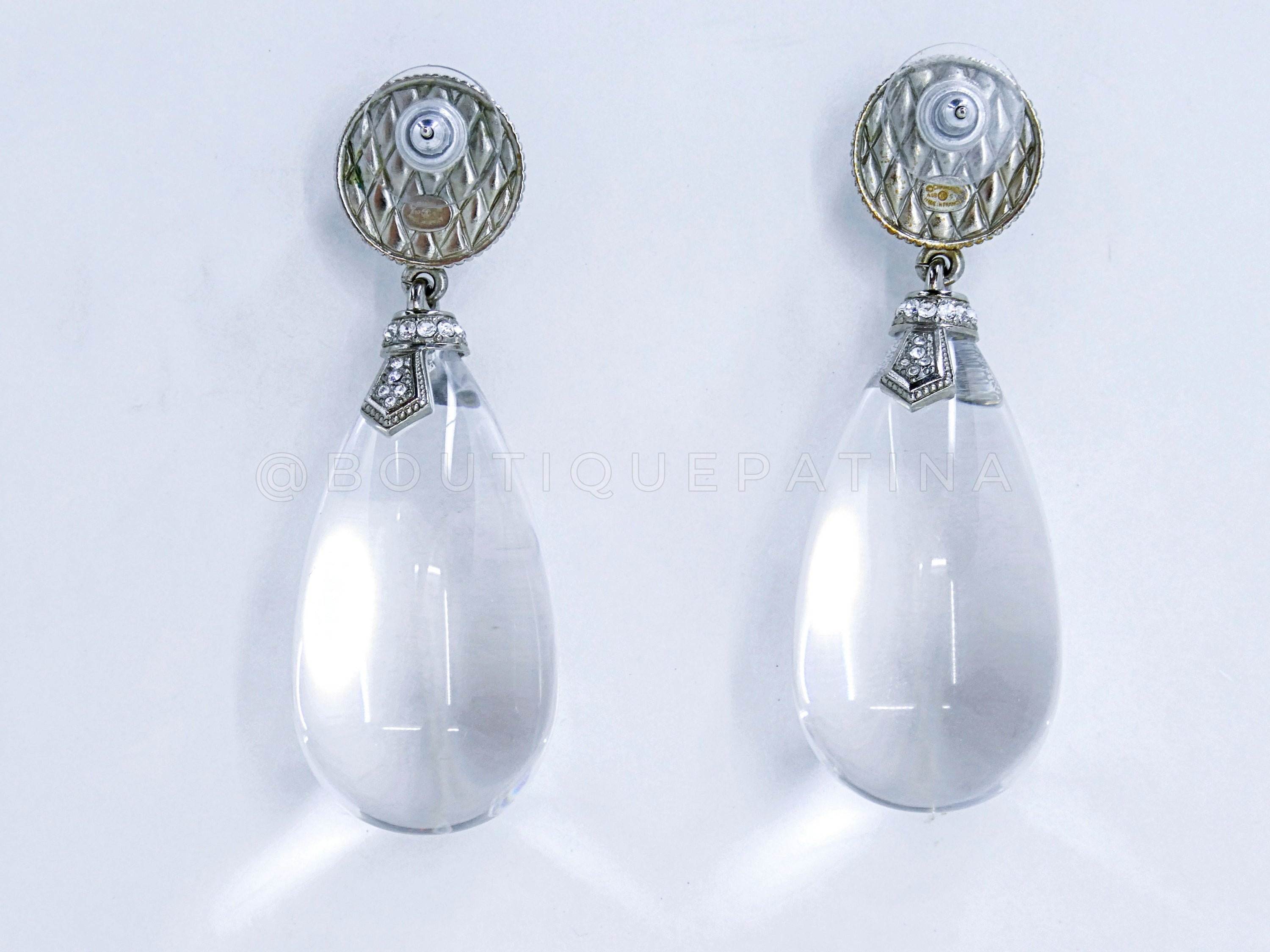 Chanel 18S Large Lucite Tear Drop Earrings RHW