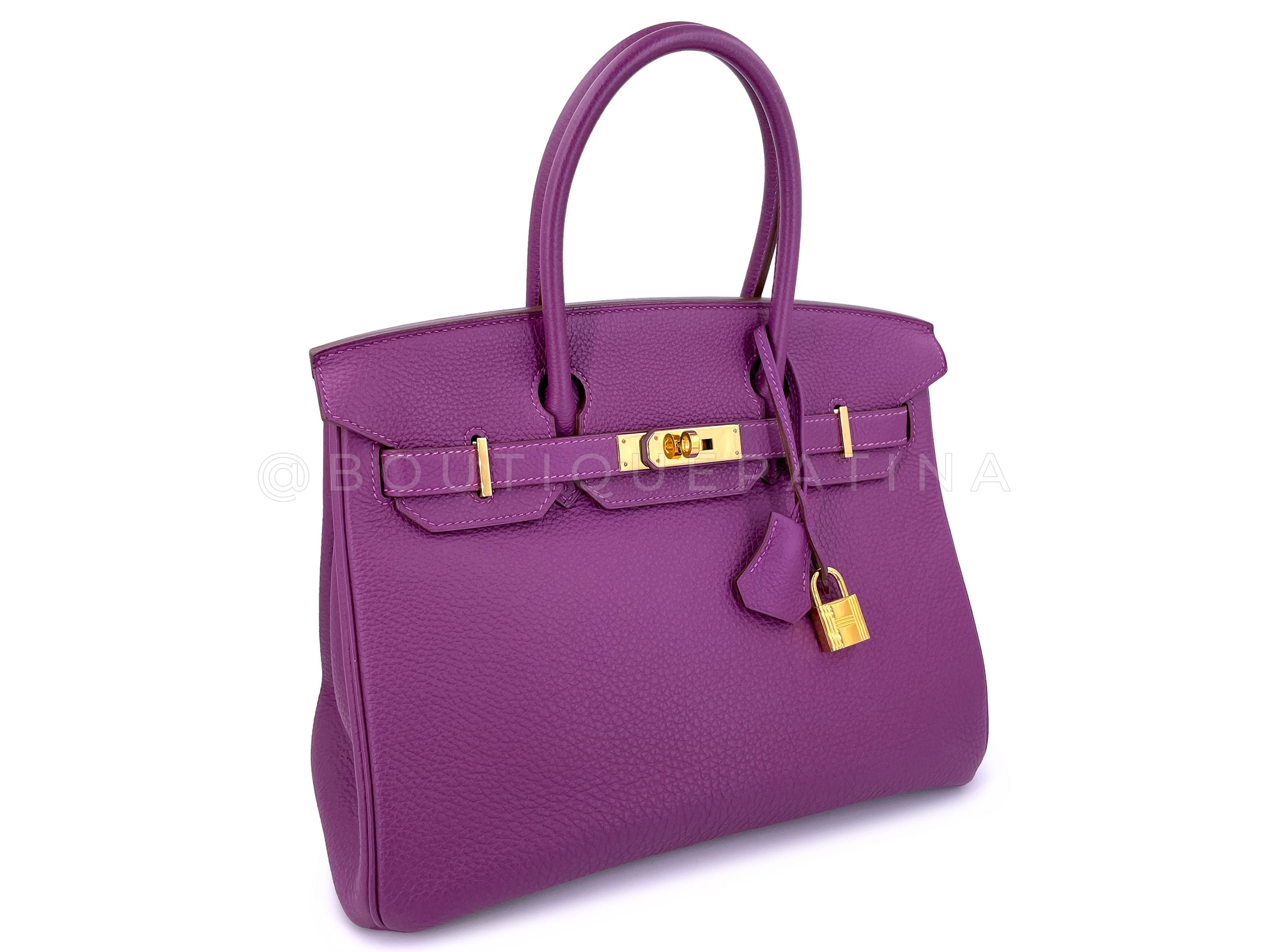 Hermes 30cm Anemone Purple Togo Birkin Tote Bag 24k GHW