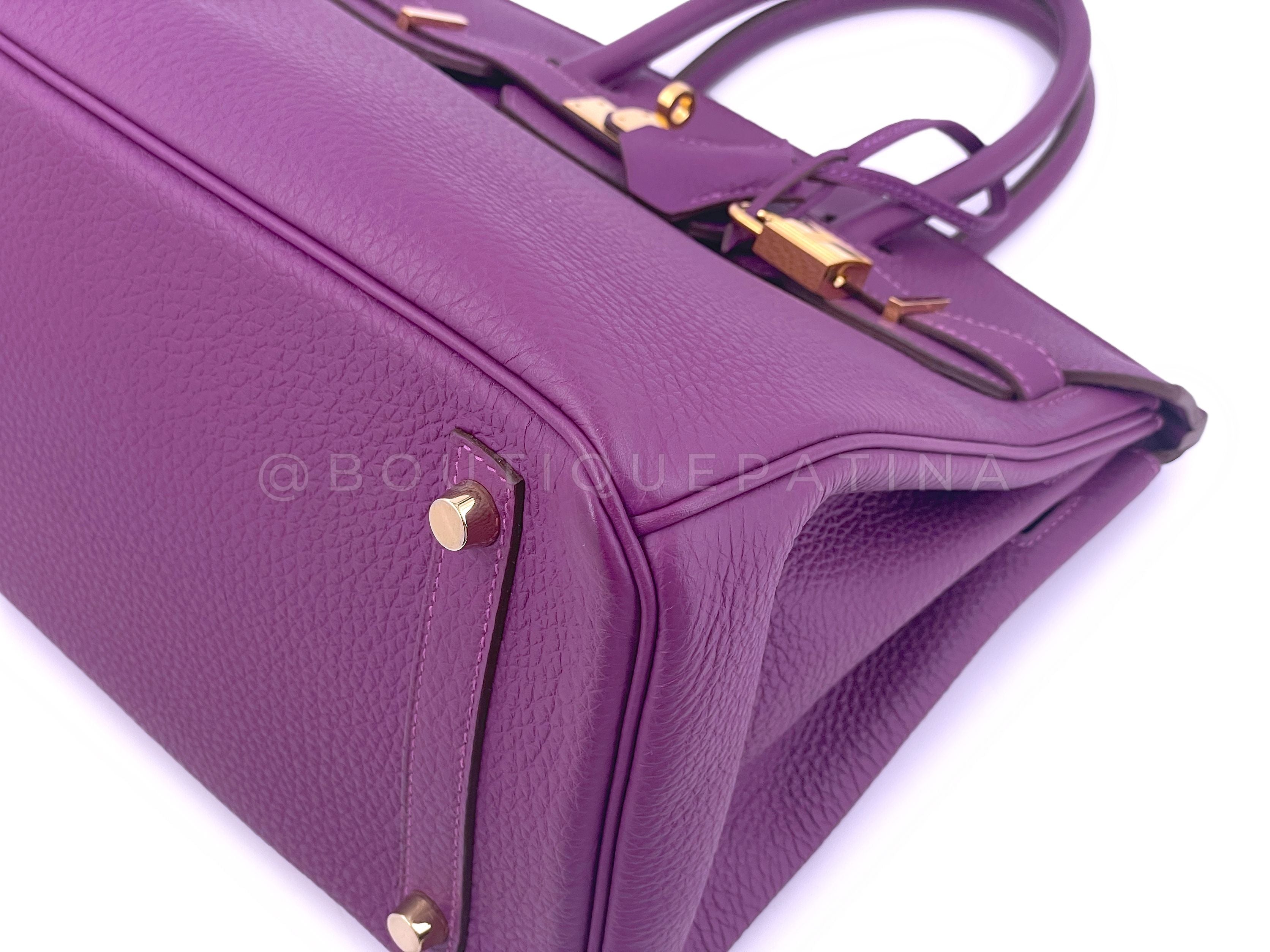 Hermes 30cm Anemone Purple Togo Birkin Tote Bag 24k GHW