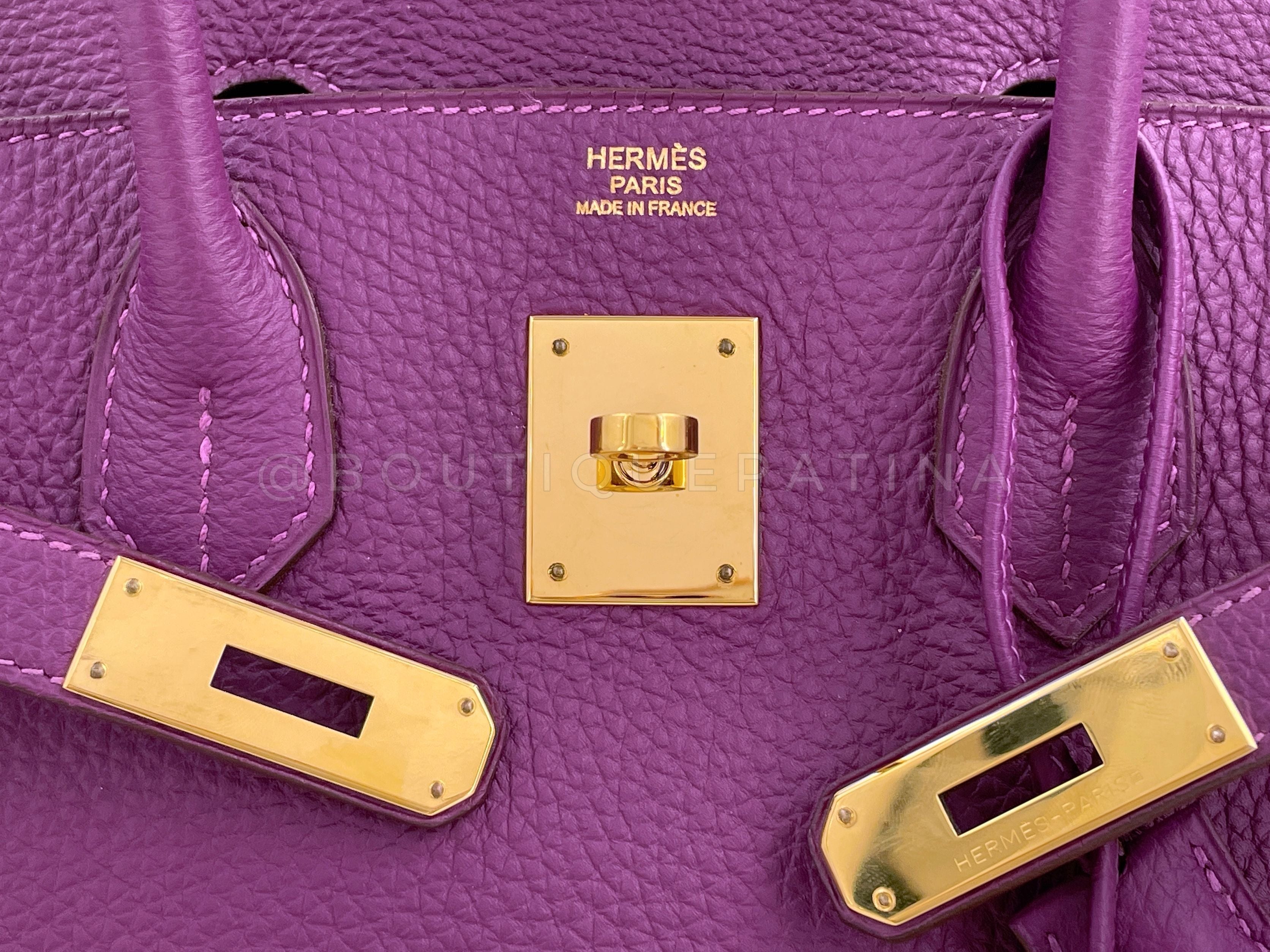 Hermes 30cm Anemone Purple Togo Birkin Tote Bag 24k GHW