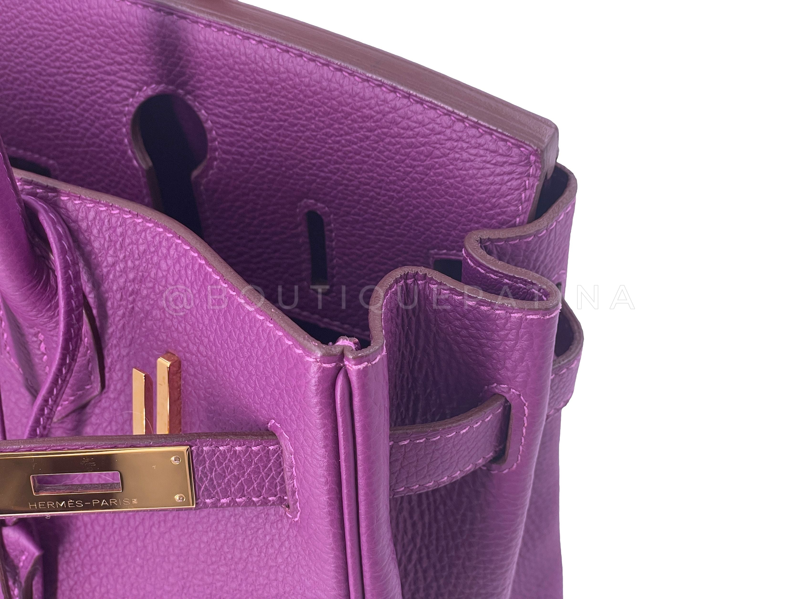 Hermes 30cm Anemone Purple Togo Birkin Tote Bag 24k GHW