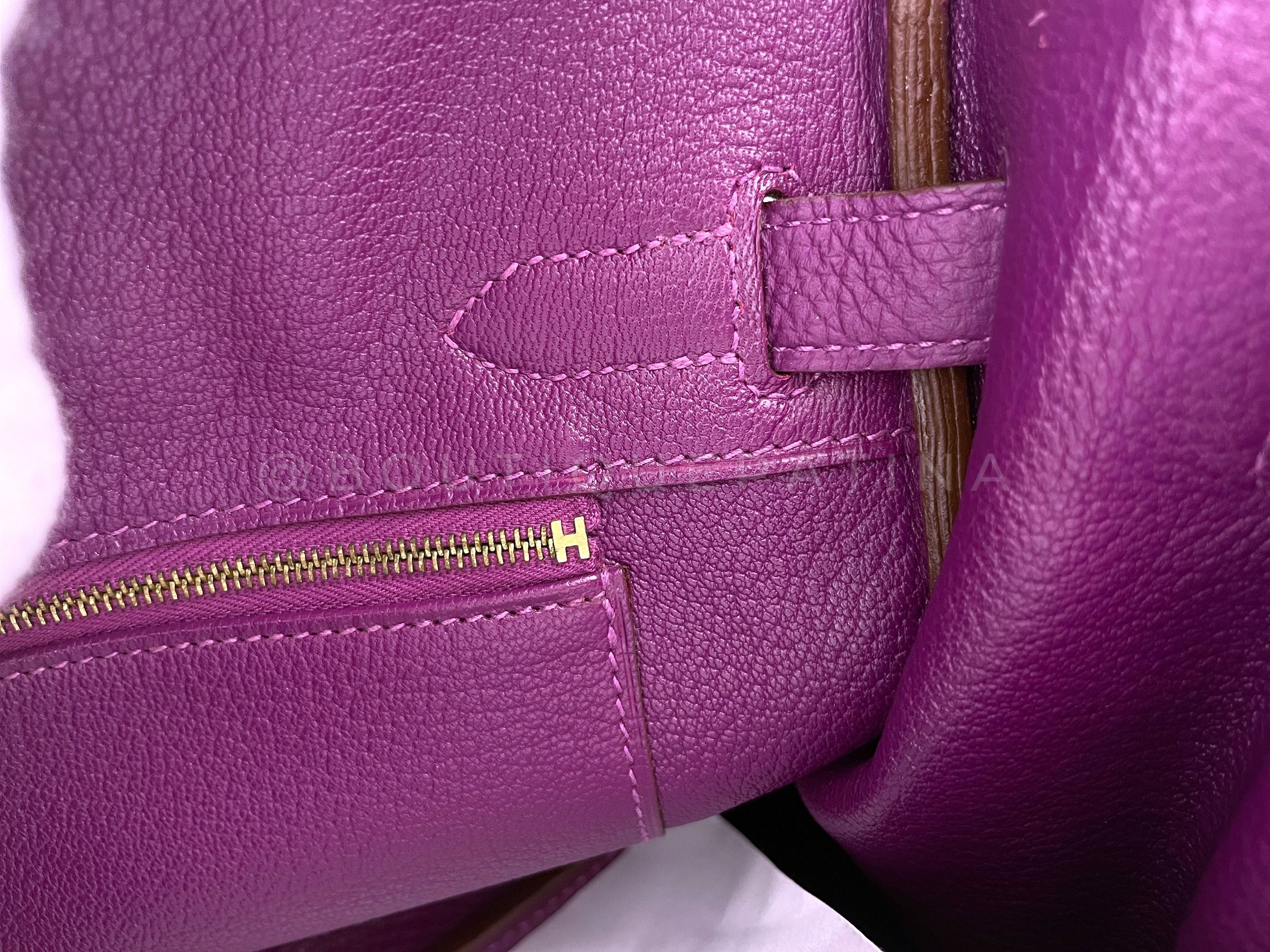 Hermes 30cm Anemone Purple Togo Birkin Tote Bag 24k GHW