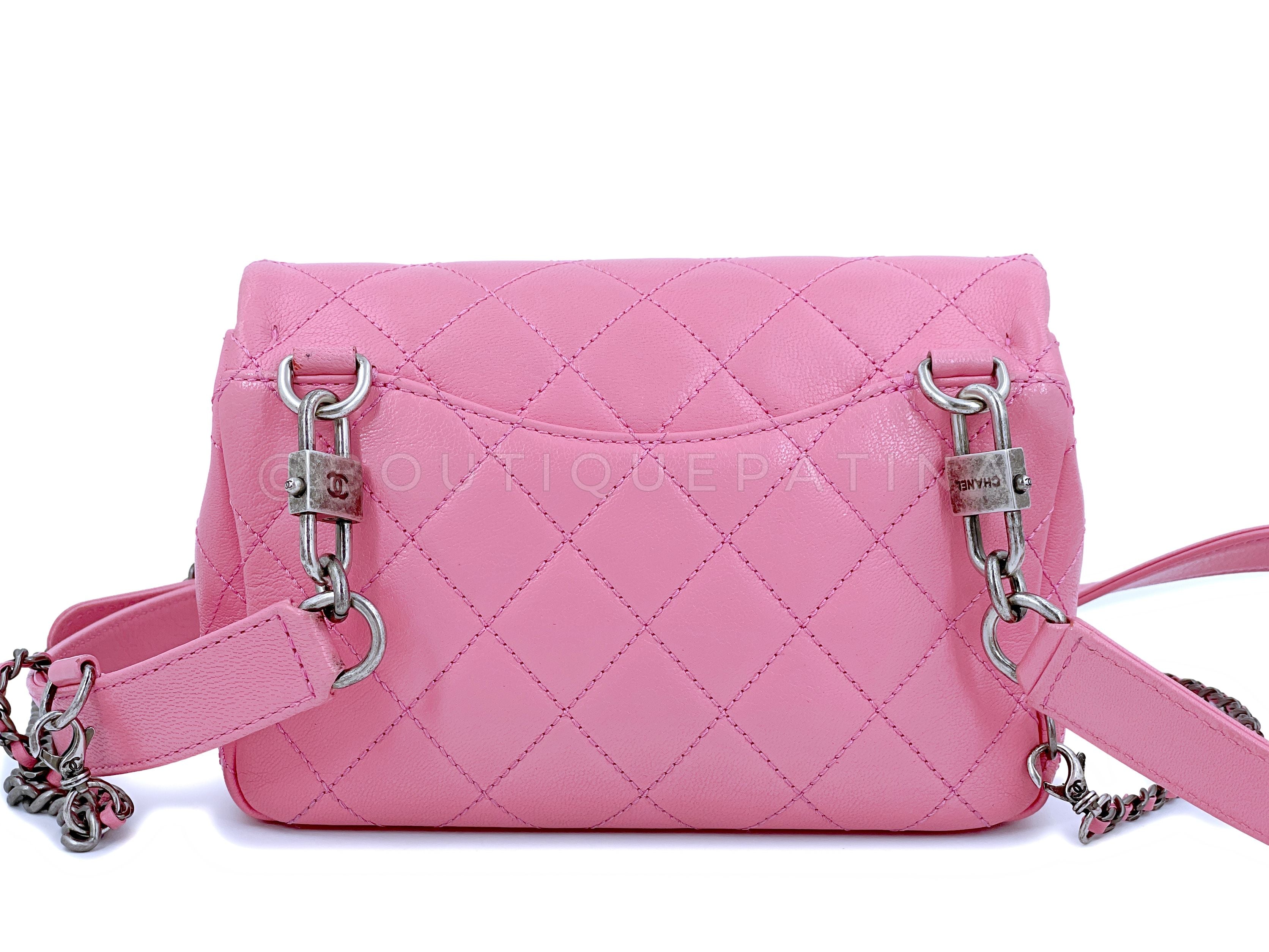 Chanel 2015 Pink Goatskin Double Carry Multichain Quilted Medium Flap Bag RHW