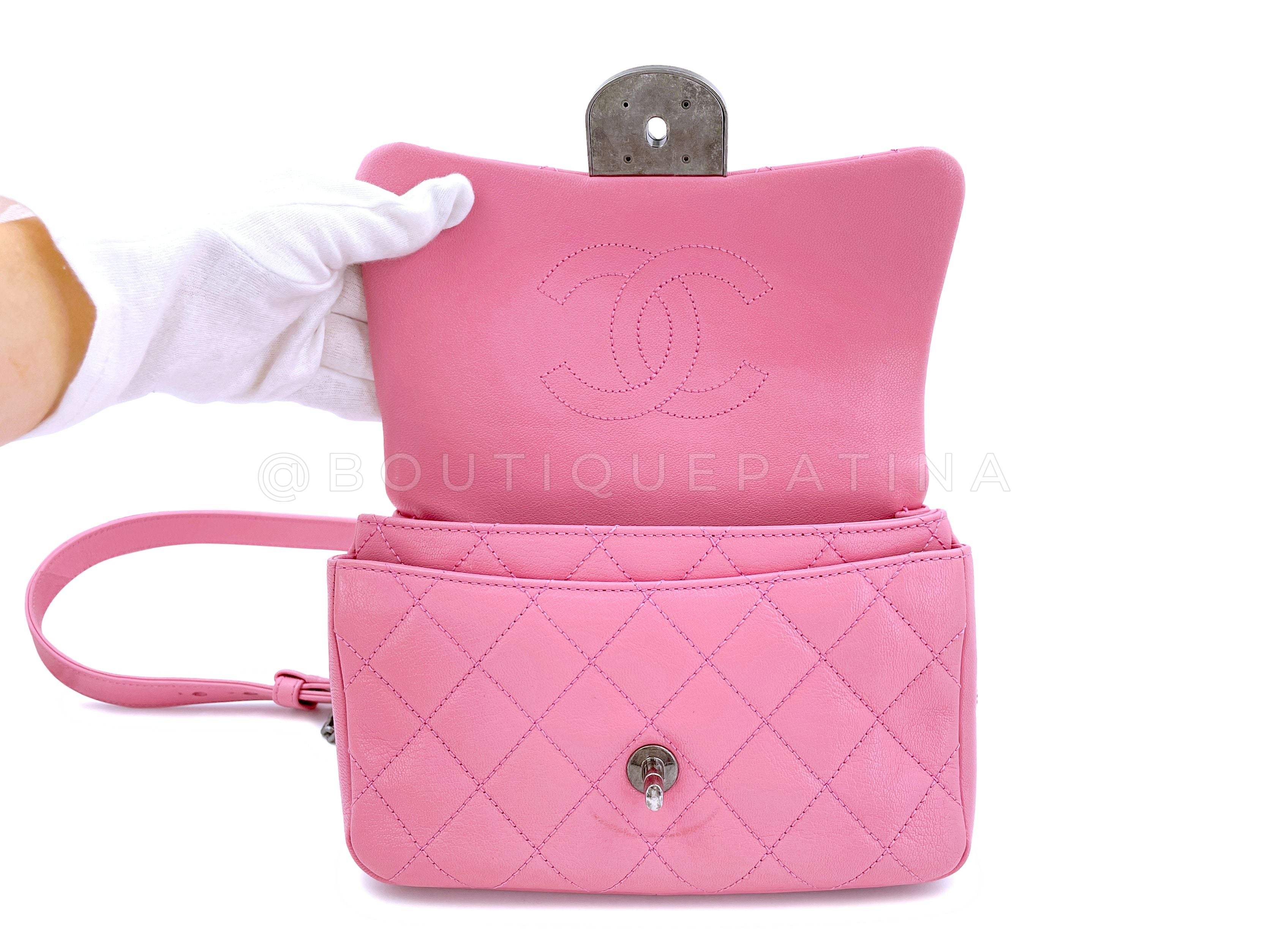 Chanel 2015 Pink Goatskin Double Carry Multichain Quilted Medium Flap Bag RHW