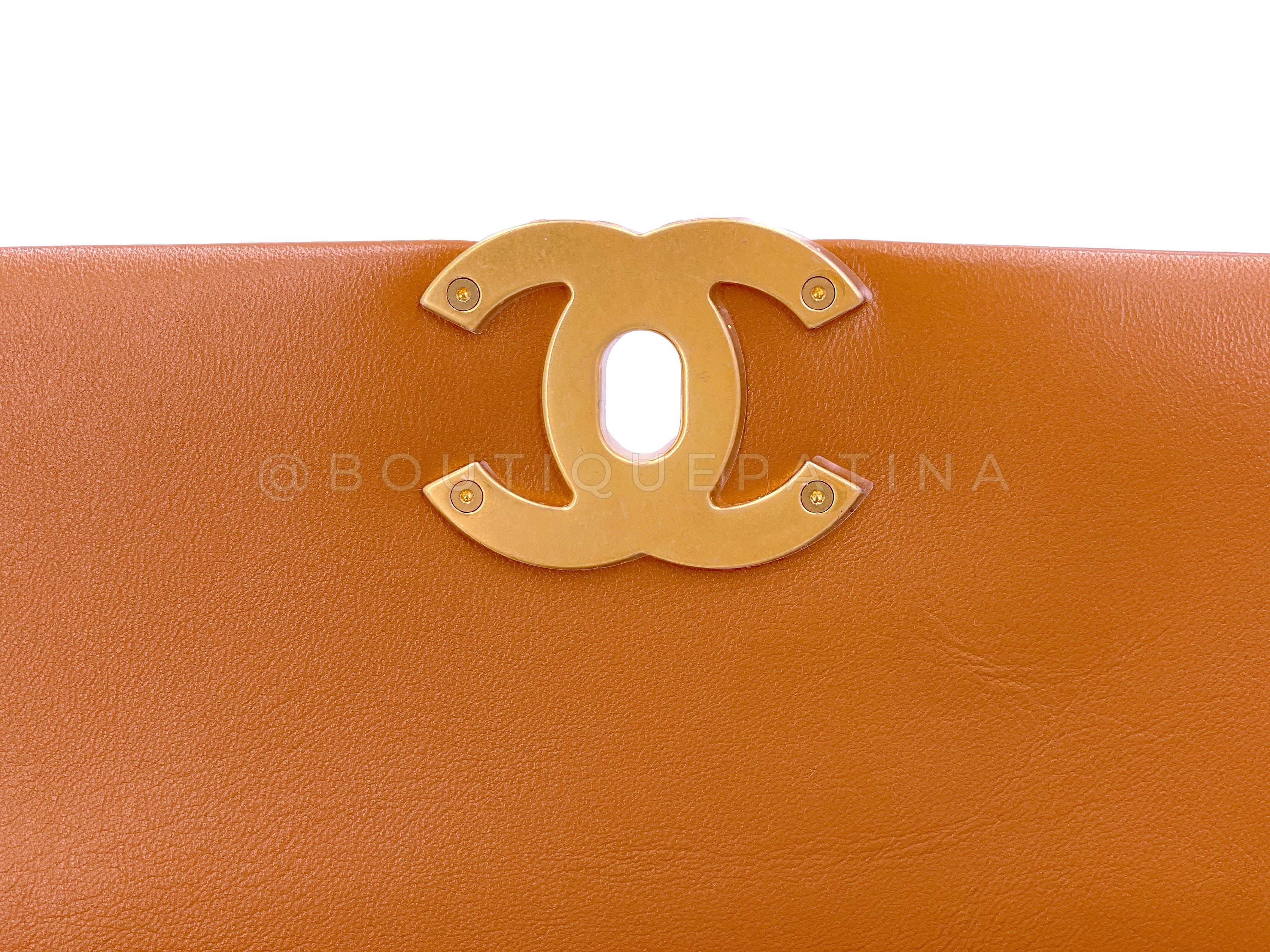 Pristine Chanel 19 Caramel Beige Small-Medium Flap Bag