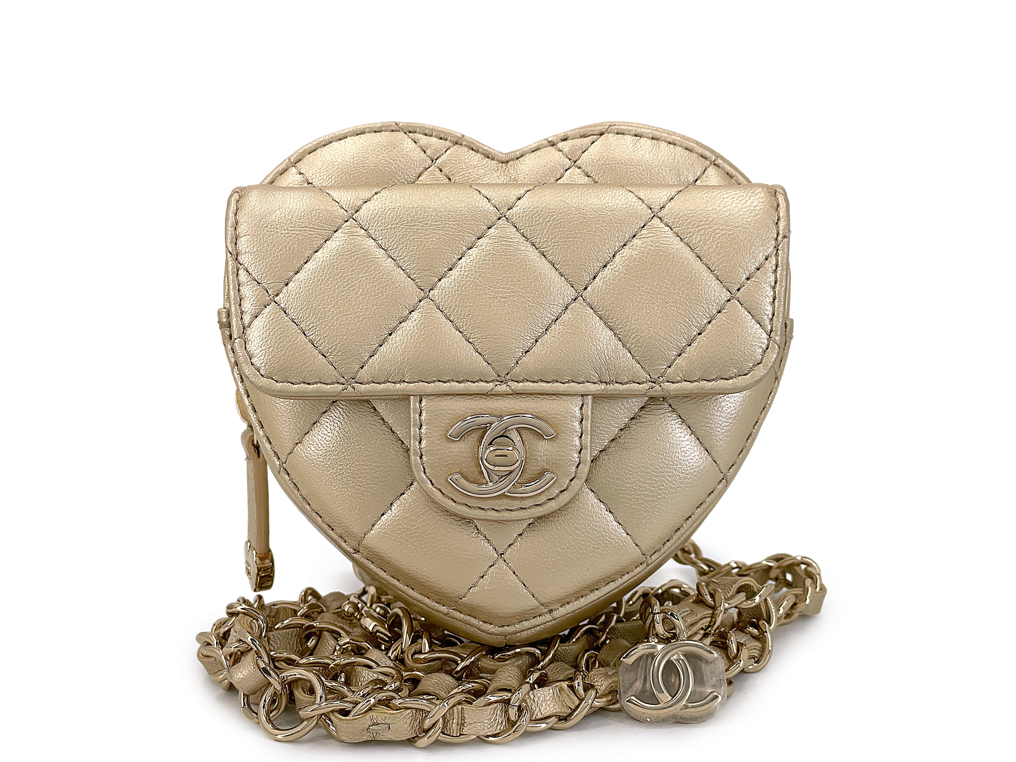 Pristine Chanel CC In Love Gold Heart Belt Bag GHW