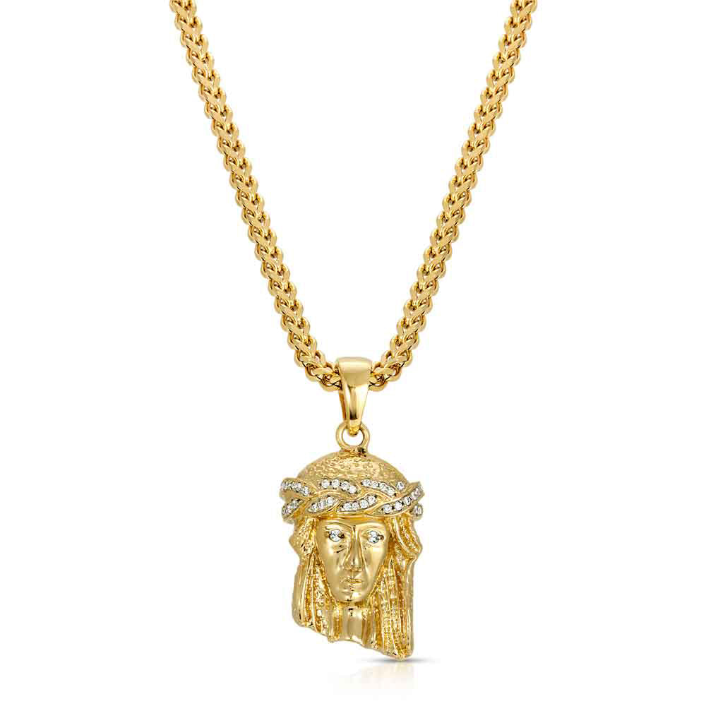 Micro Jesus Piece Necklace & Franco Chain