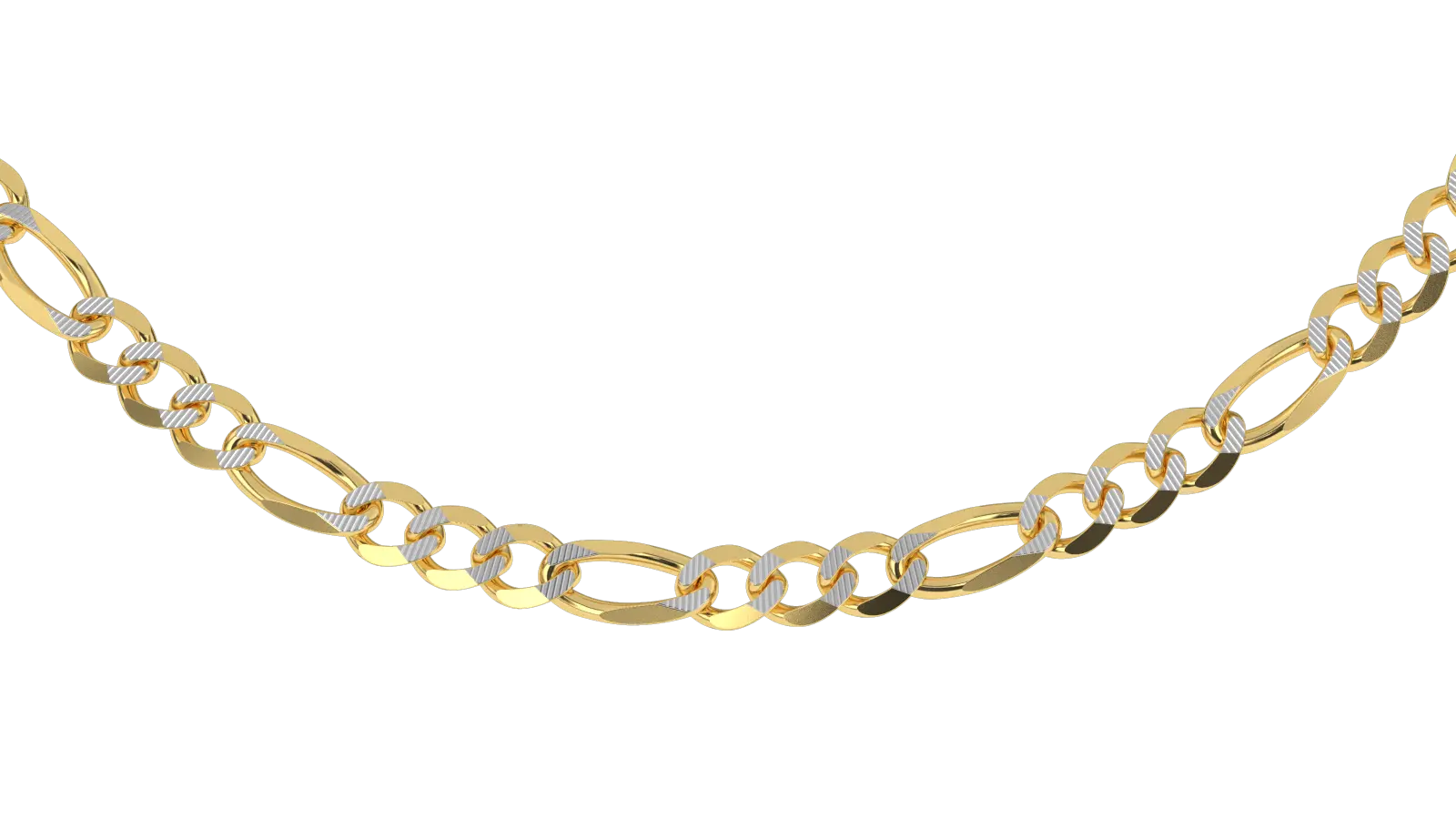 Solid Gold Pave Figaro Chain