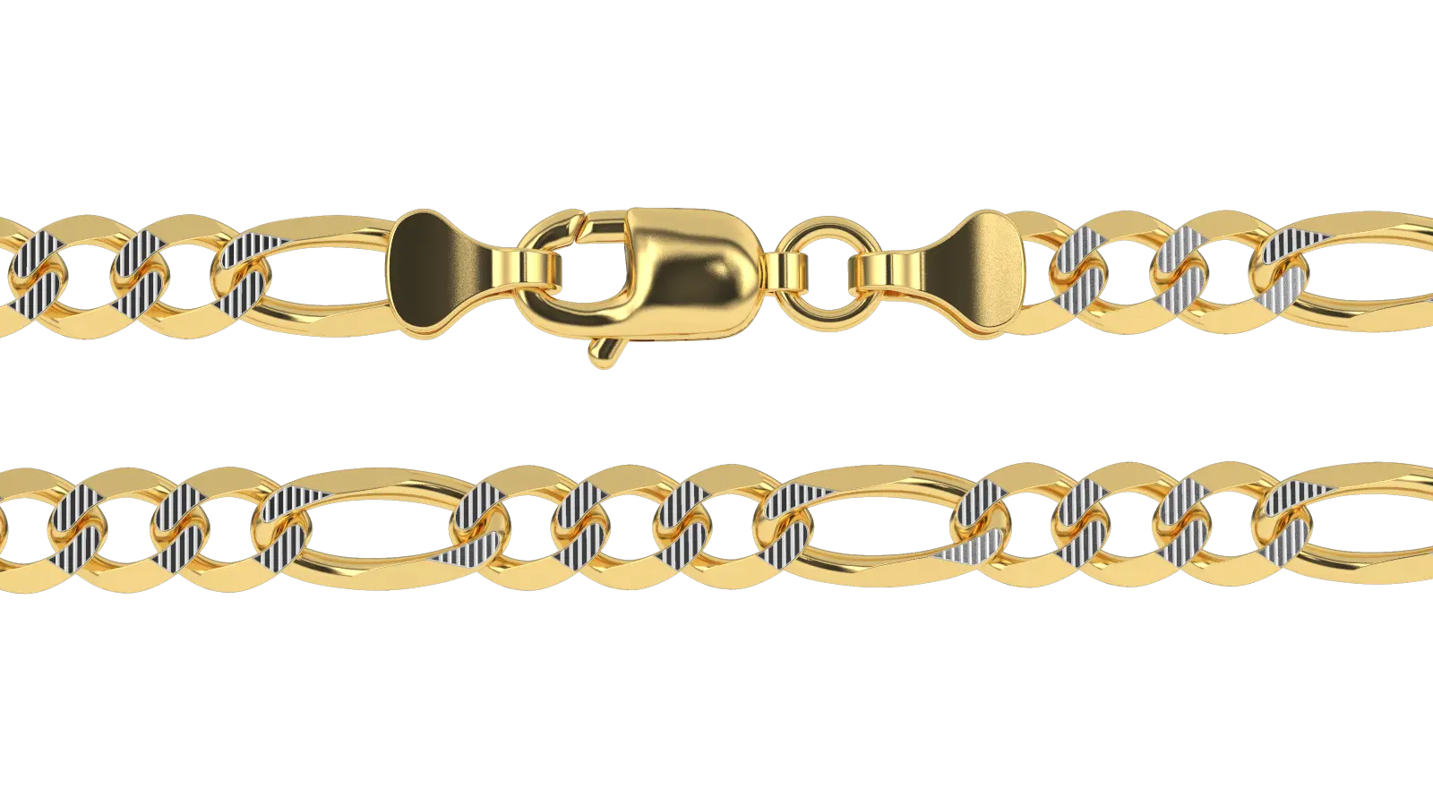 Solid Gold Pave Figaro Chain