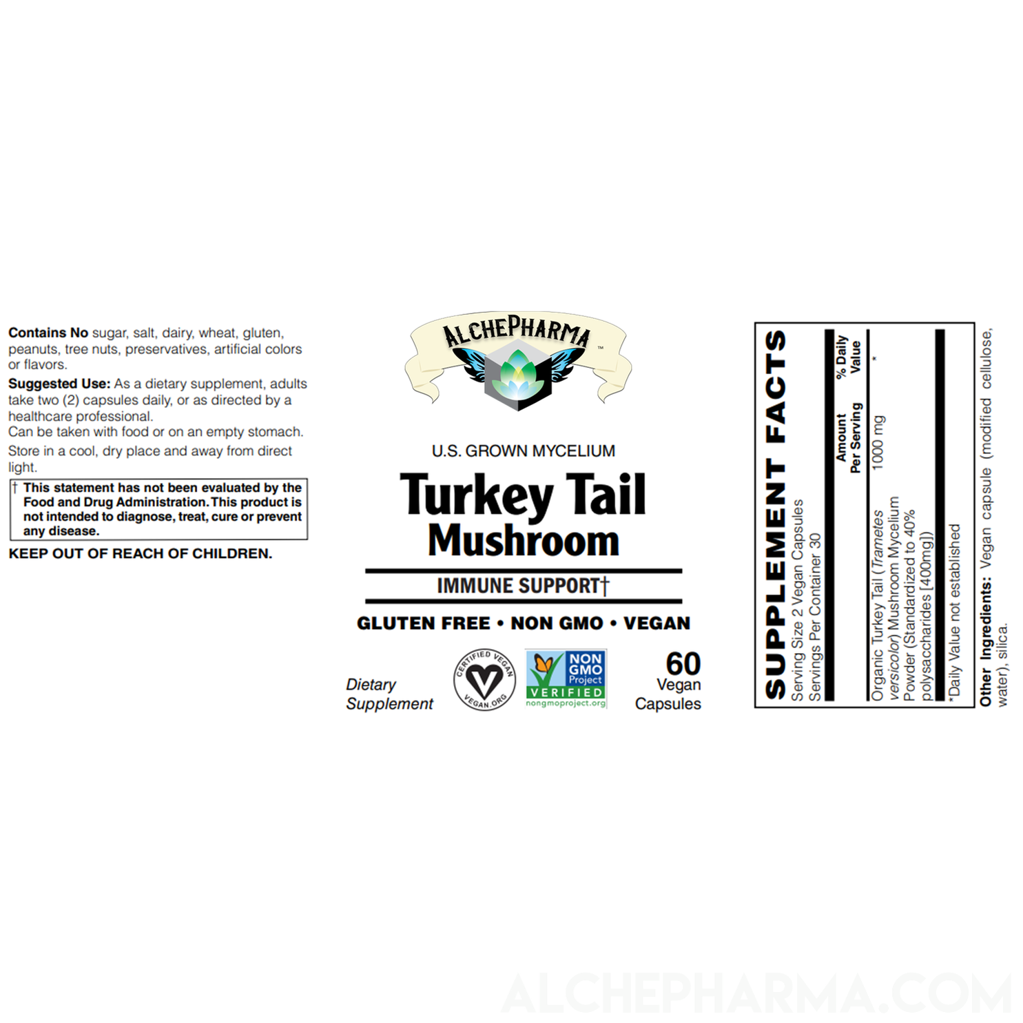 Turkey Tail Mushroom ( Organic Trametes Versicolor )  40% polysaccharides Vegan