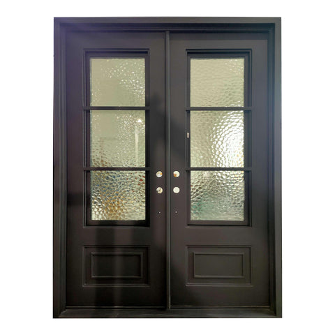 IWD Double Front Iron Wrought Door CID-068 Rustic Style Square Top
