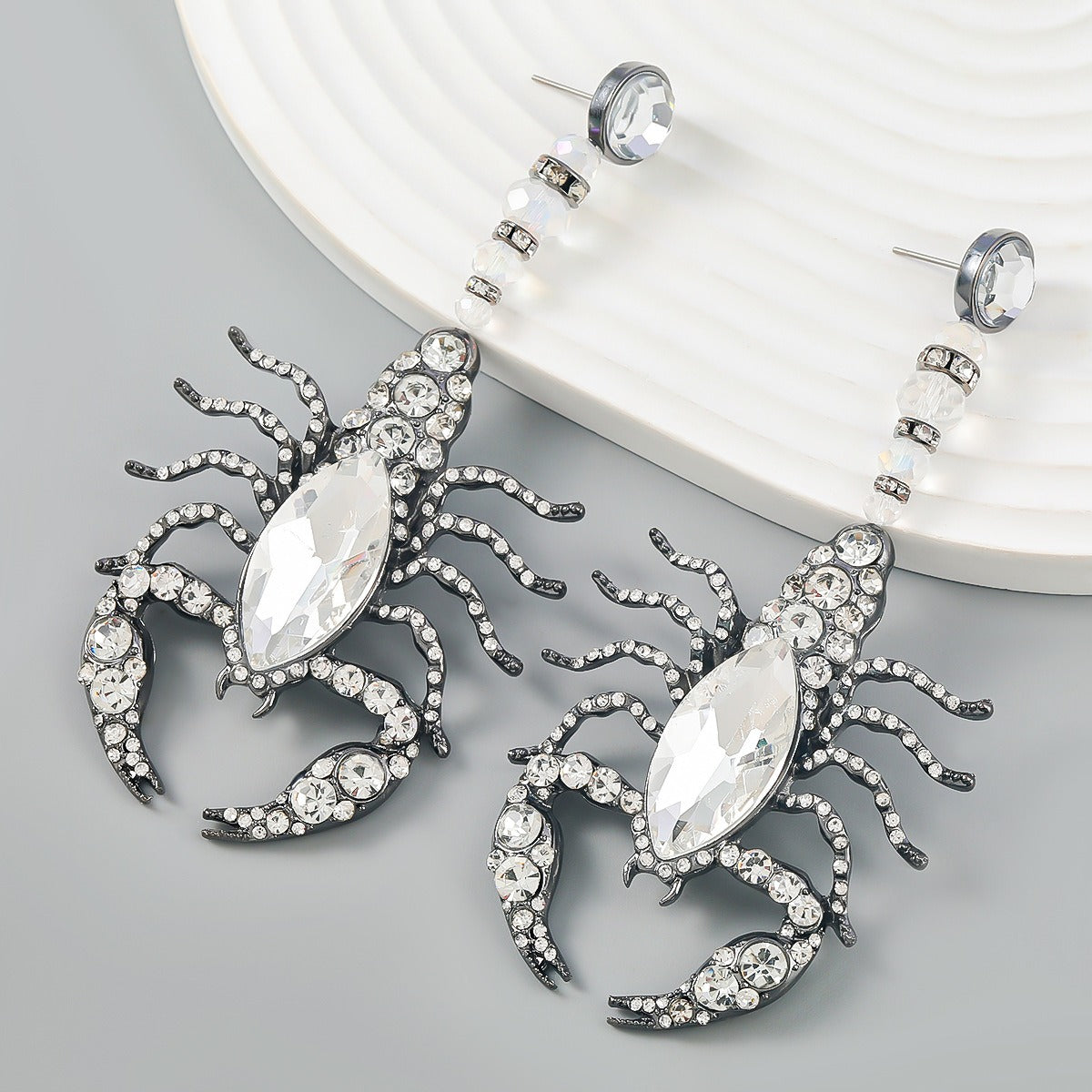 Ins Style Exaggerated Alloy Studded Scorpion Earrings