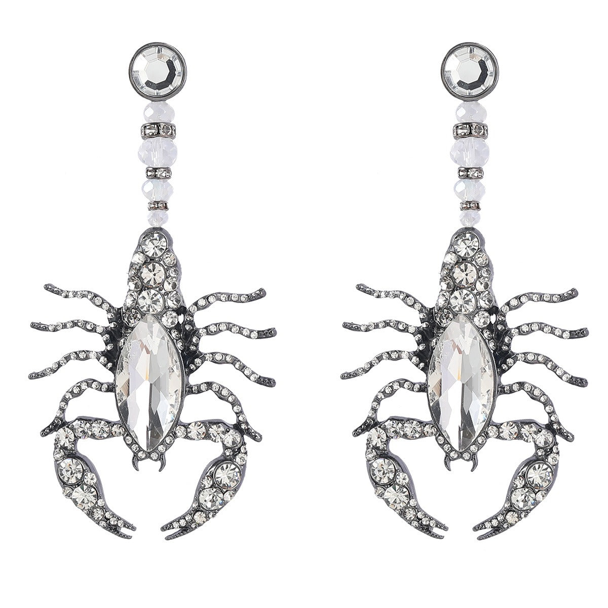 Ins Style Exaggerated Alloy Studded Scorpion Earrings
