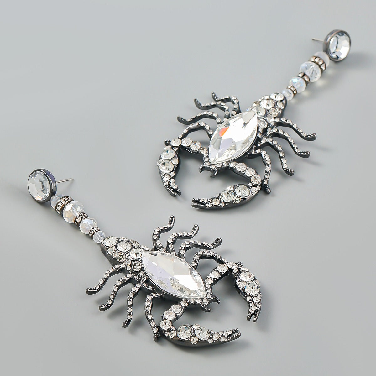 Ins Style Exaggerated Alloy Studded Scorpion Earrings