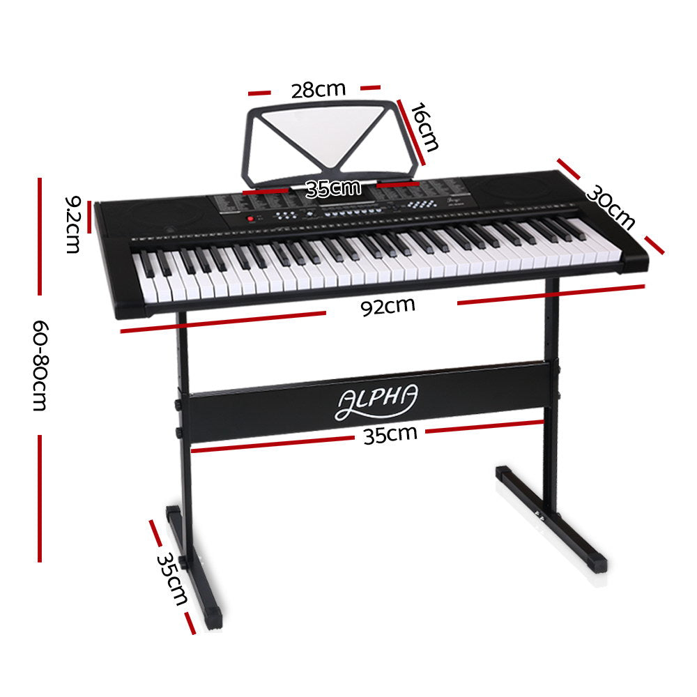 Electronic Piano Keyboard Digital Electric w/ Stand Sound Speaker -Alpha 61 Keys