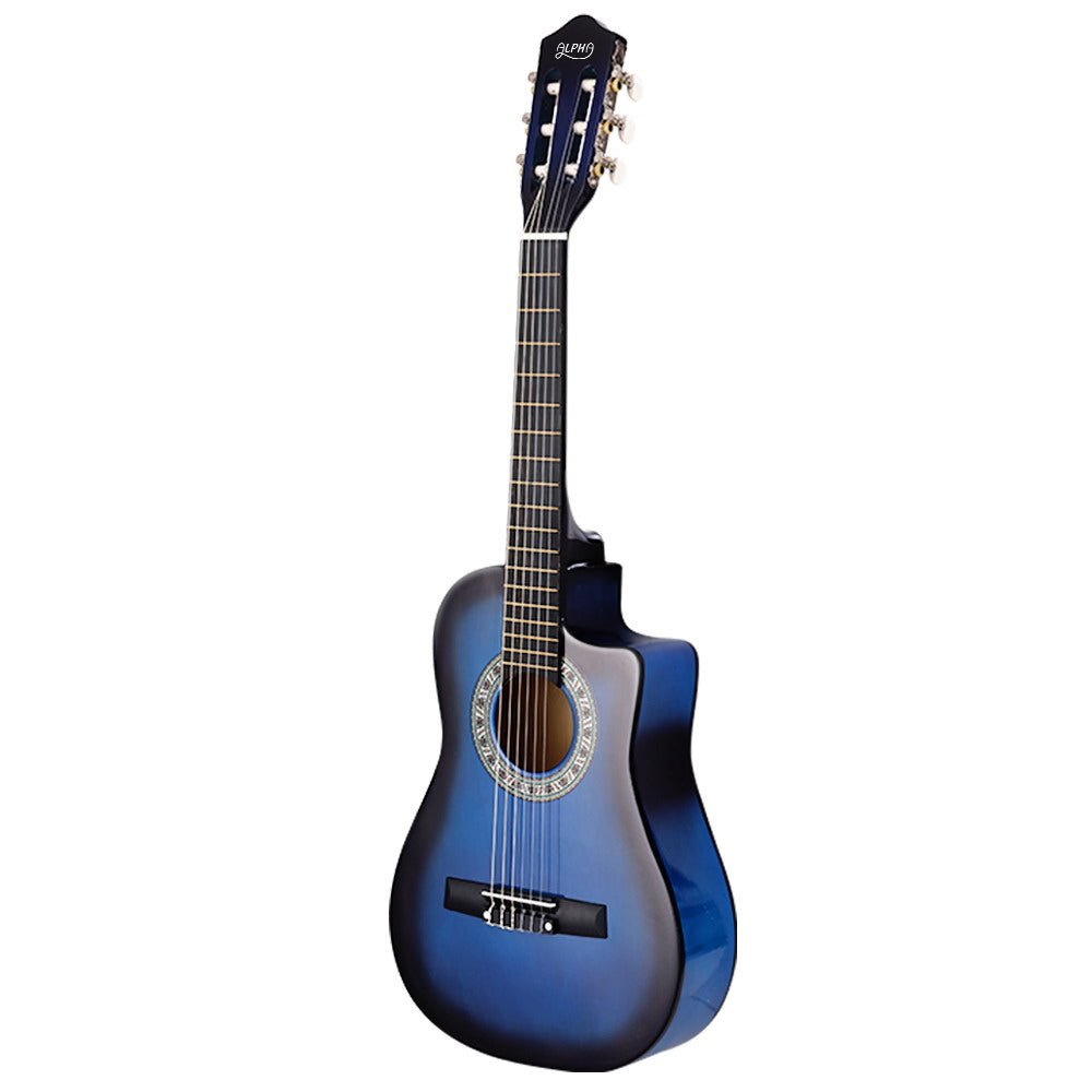 Classical Guitar Wooden Body Nylon String Beginner Kids Gift Blue - Alpha 34 Inch