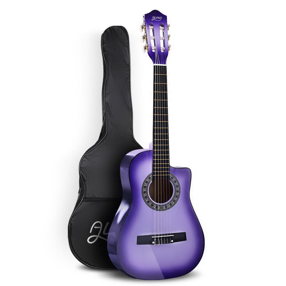 Classical Guitar Wooden Body Nylon String Beginner Kids Gift Purple - Alpha 34 Inch