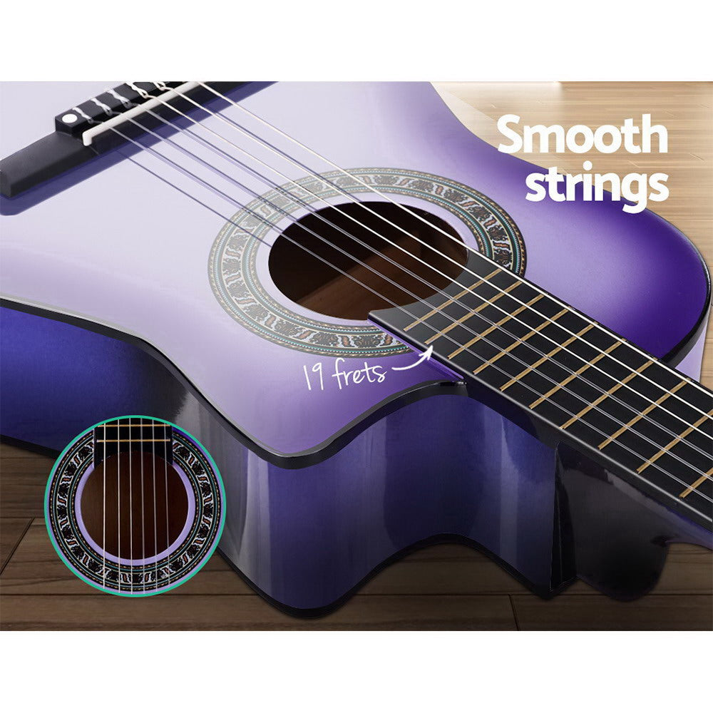 Classical Guitar Wooden Body Nylon String Beginner Kids Gift Purple - Alpha 34 Inch