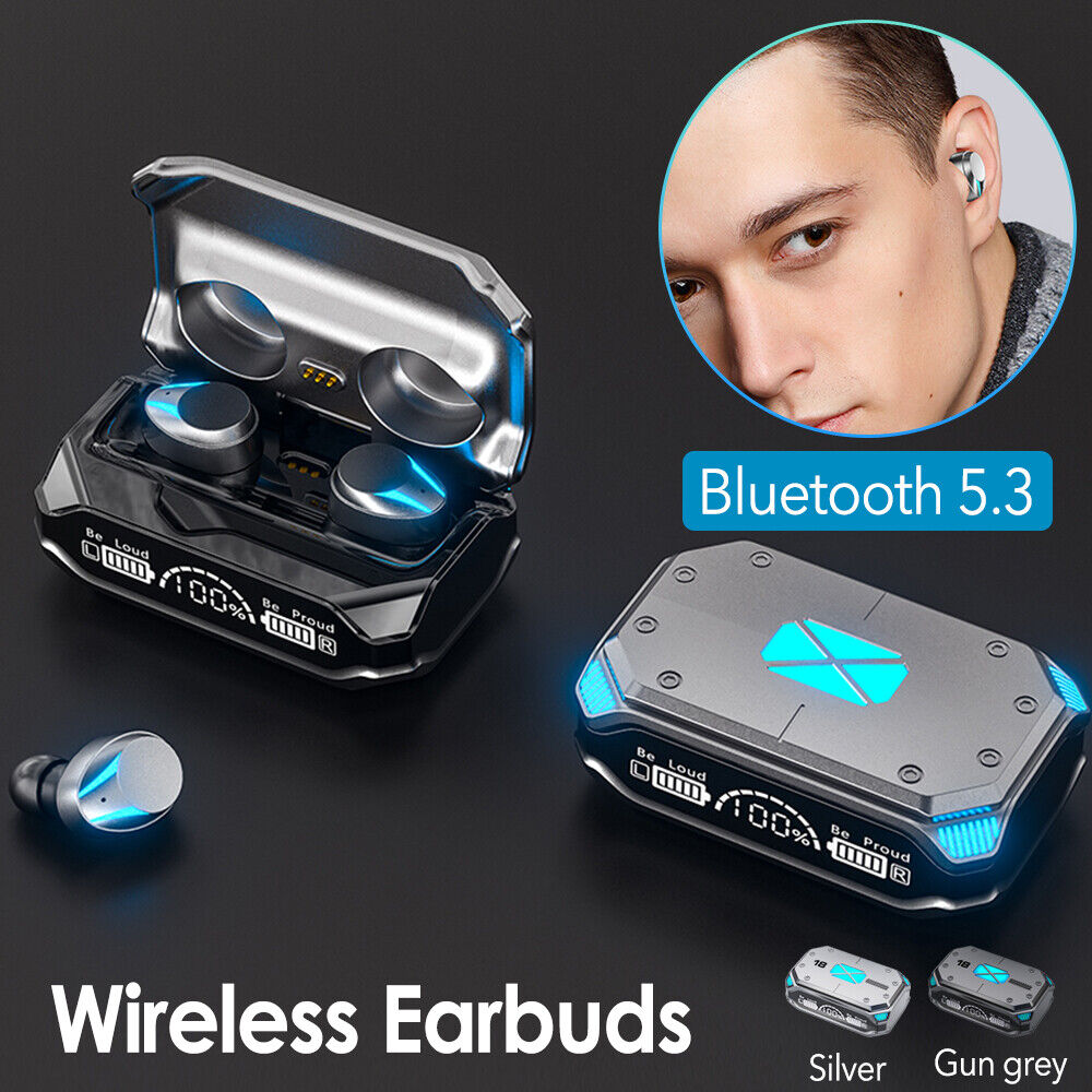 Bluetooth V5.3 Headphone Sports Cyberpunk Earphone HiFi Stereo LED Display -M41 TWS
