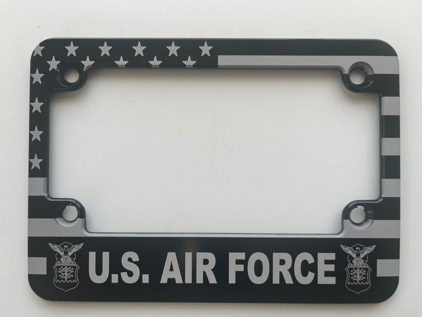 Air Force American Flag Aluminum Motorcycle License Plate Frame