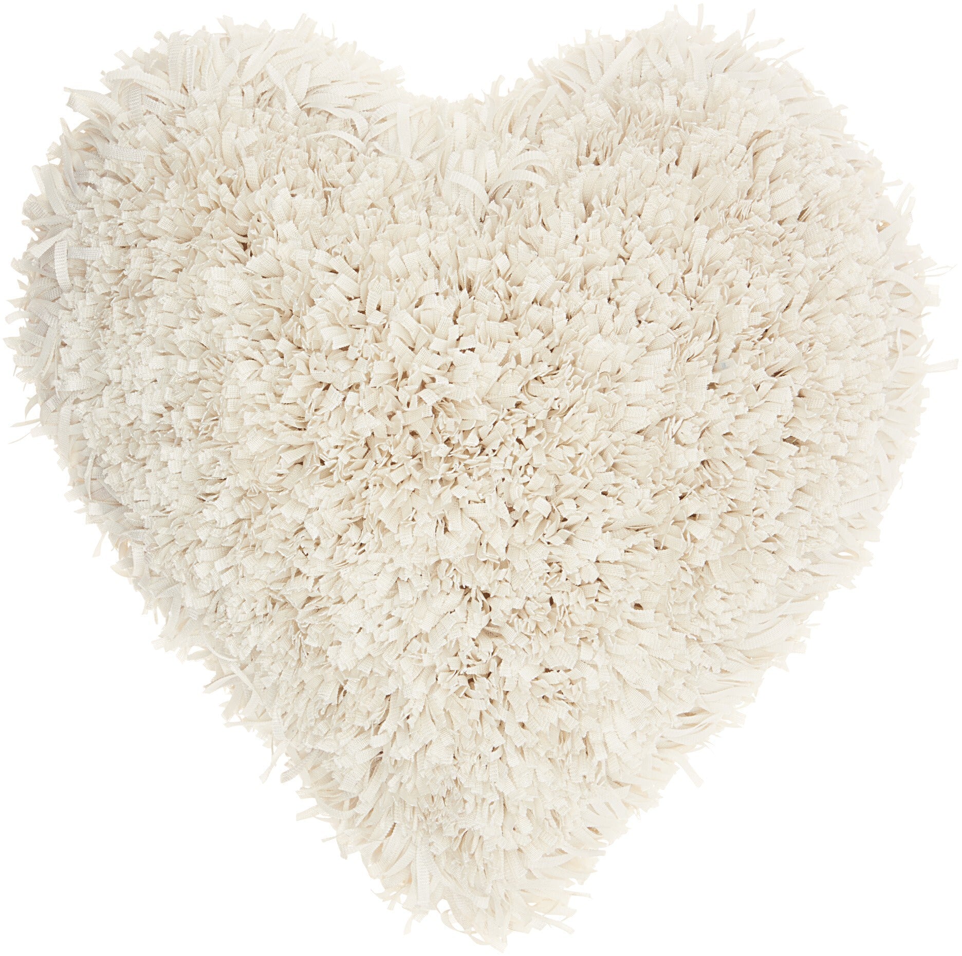 Heart Shaped Cream Shag Accent Pillow