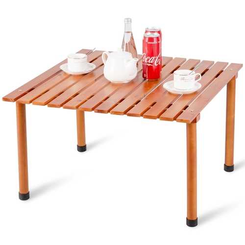 Folding Wooden Camping Roll Up Table with Carrying Bag for Picnics and Beach