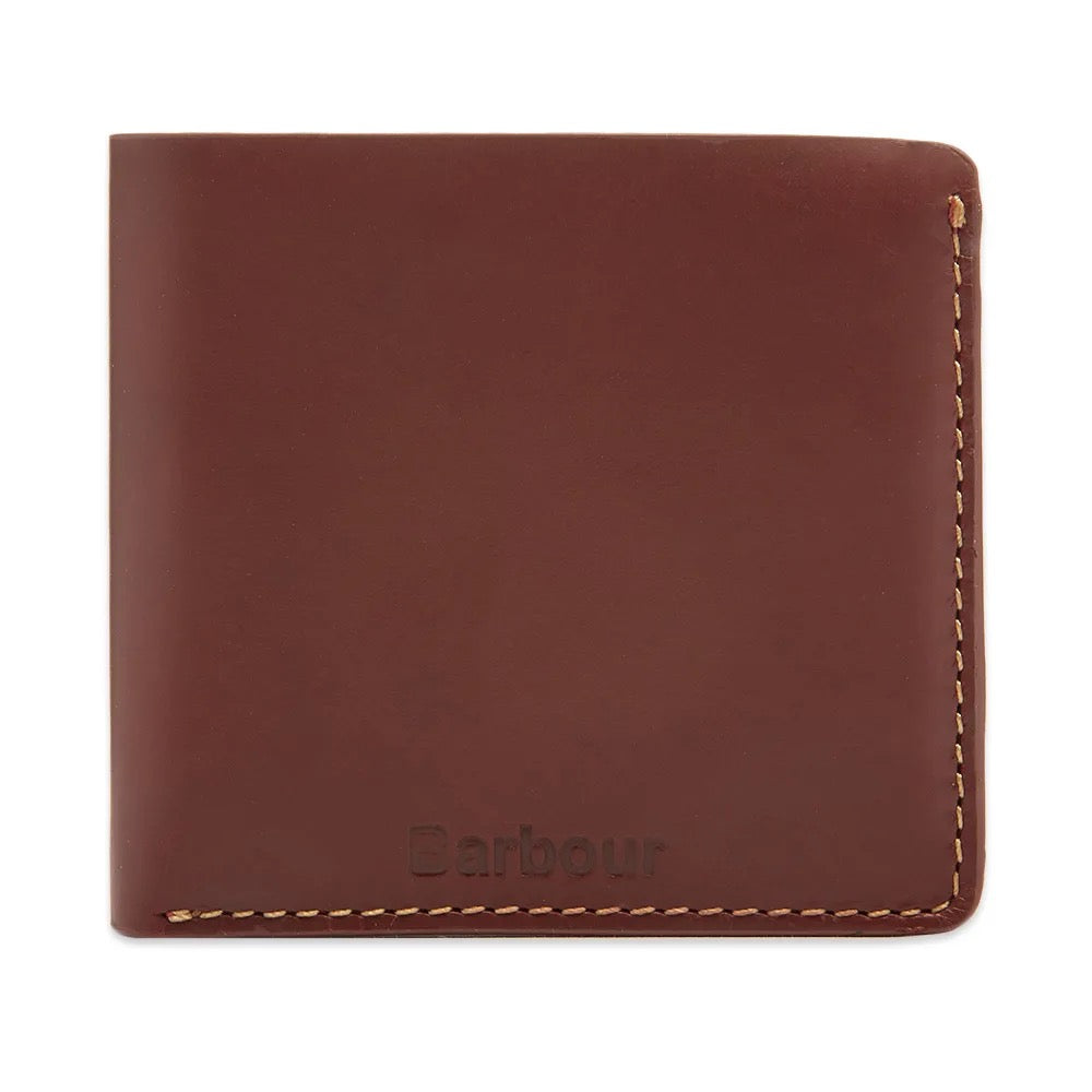 Barbour Hadleigh Leather Billfold Wallet - Chest nut