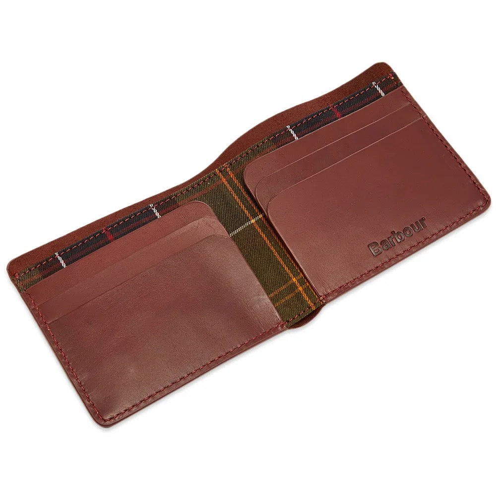 Barbour Hadleigh Leather Billfold Wallet - Chest nut