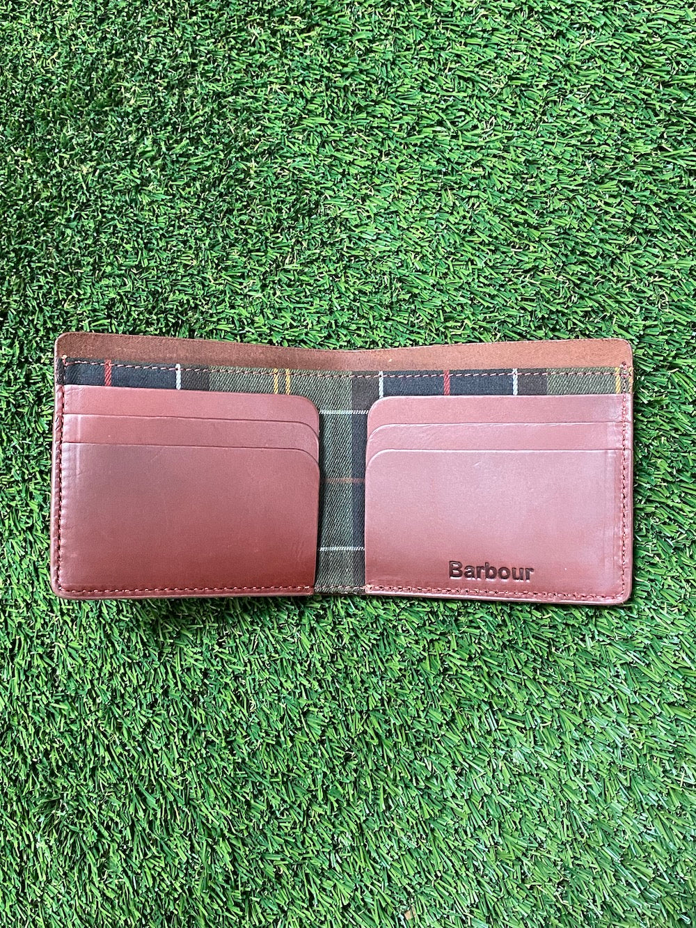 Barbour Hadleigh Leather Billfold Wallet - Chest nut