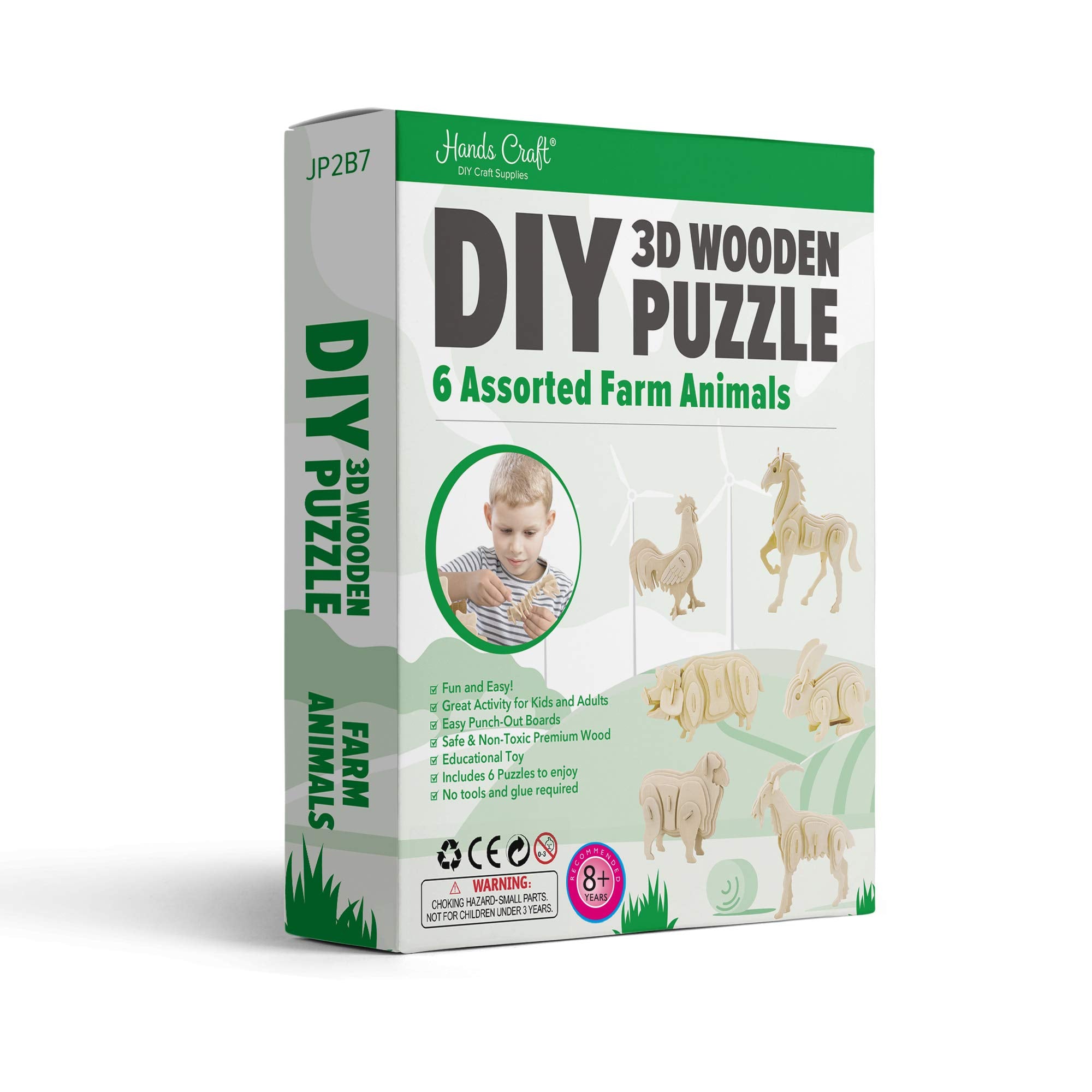 Wooden Farm Animals 3D  Puzzle - 8 Pack