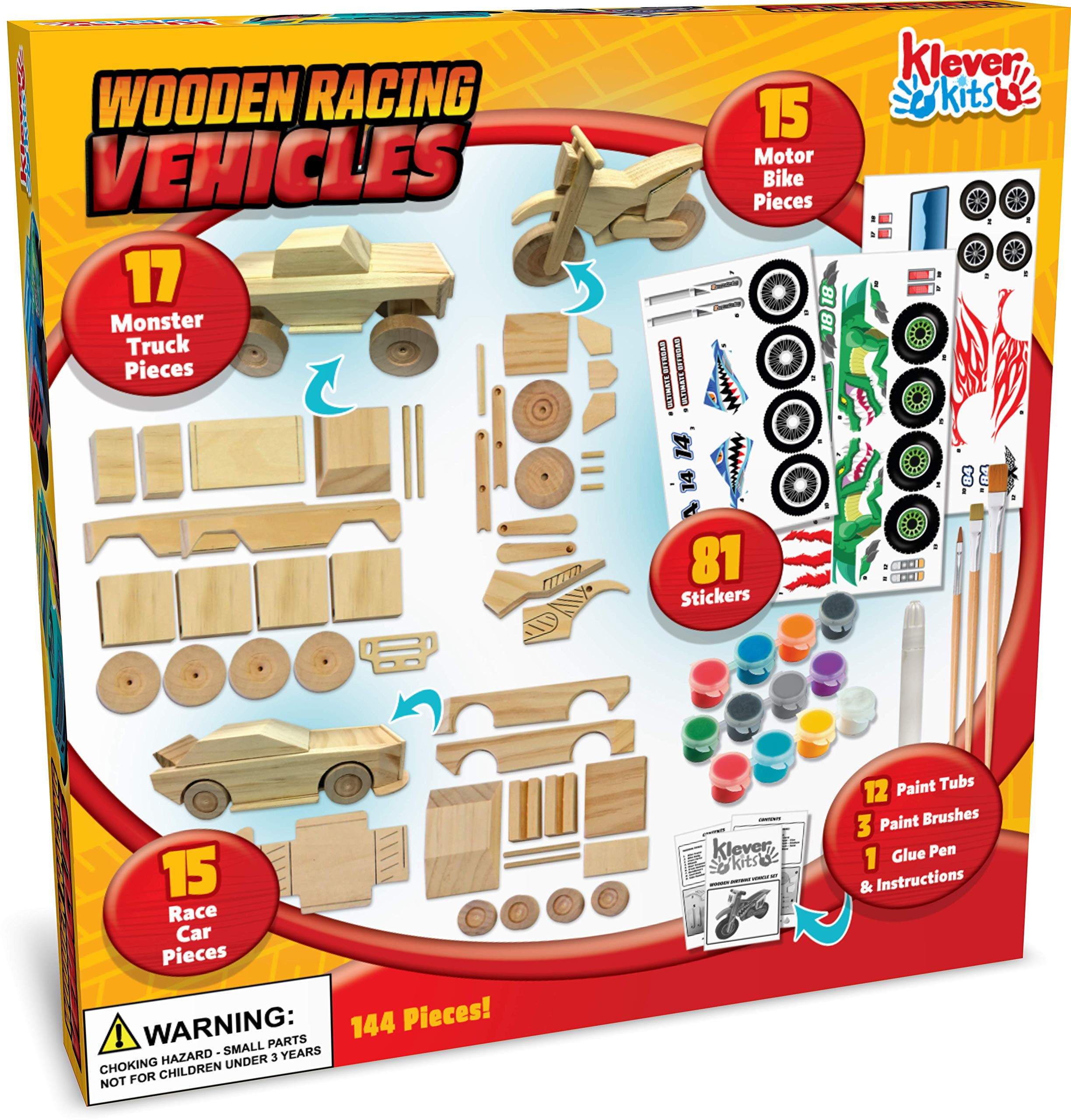 Colourful Wooden Racing Vehicles