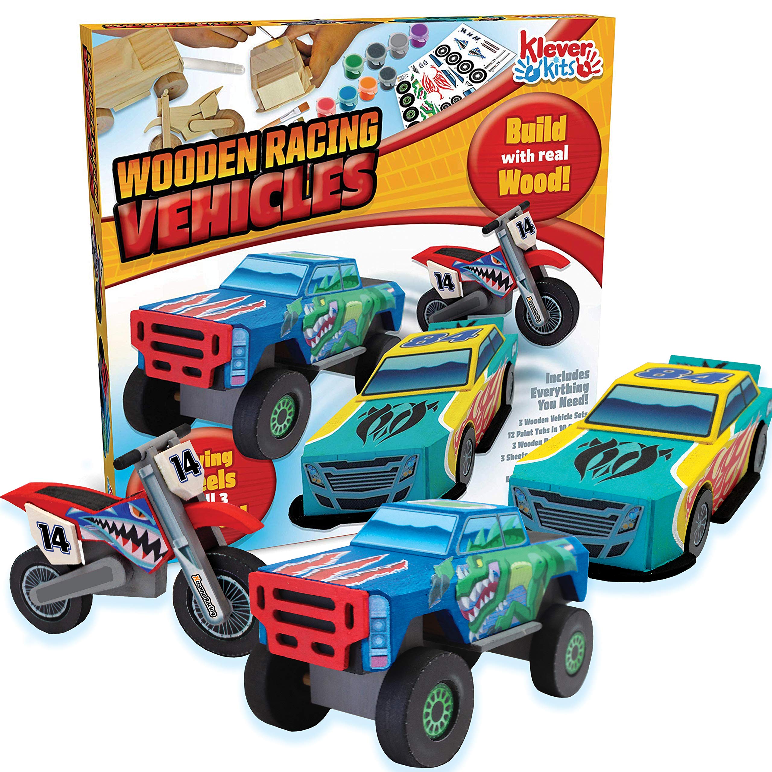 Colourful Wooden Racing Vehicles
