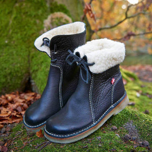 Holilychic Women Comfy Soft Fur-Lined Leather Casual Round Toe Mid-Calf Boots