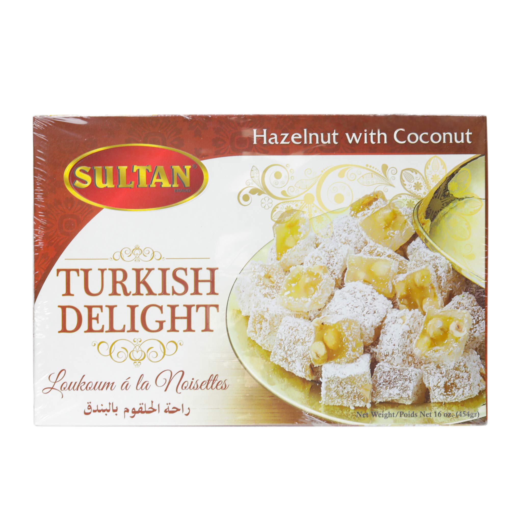 Sultan Turkish Delight Hazelnut w/Coconut   454g (Sultan)