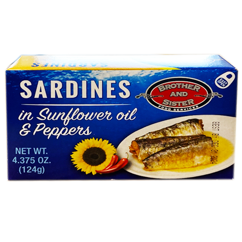 Sardines in SUNFLOWER Oil with PEPPERS / Sardine sa Paprikama u Biljnom Ulju 125g (Brother and Sister)