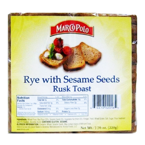 Marco Polo TOAST / Rye with Sesame Golden Rusks 220g (Marco Polo)