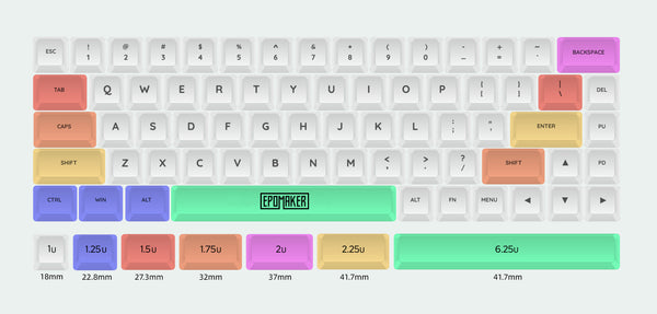 Keycap size map 68 key